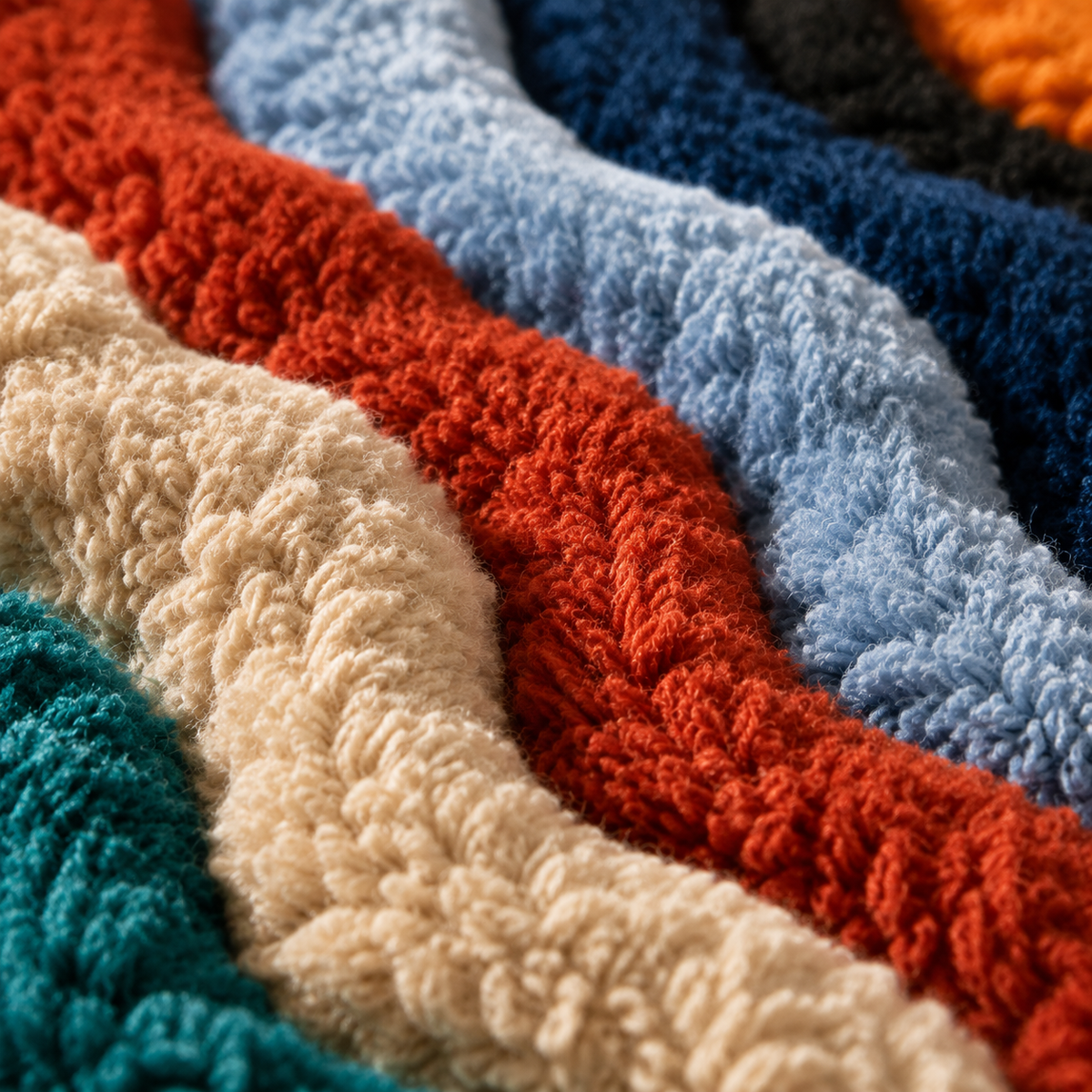 Hewn Earth Harbor Ribbon Field wall art featuring vibrant, abstract landscape with flowing ribbons of color and textured details.