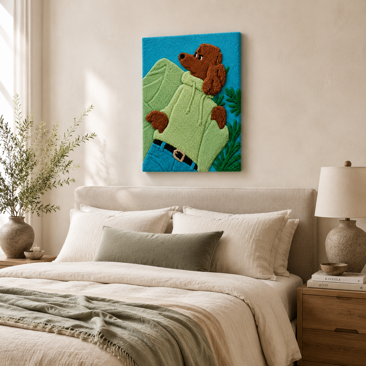 Mint Sunday Bear wall art by Hewn Earth featuring a whimsical bear design on a mint background.