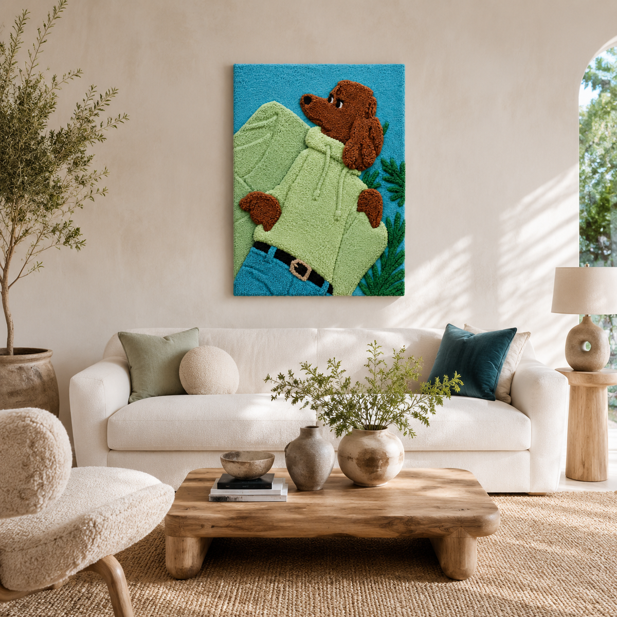 Mint Sunday Bear wall art by Hewn Earth featuring a charming illustration of a bear in mint green tones on a neutral background.