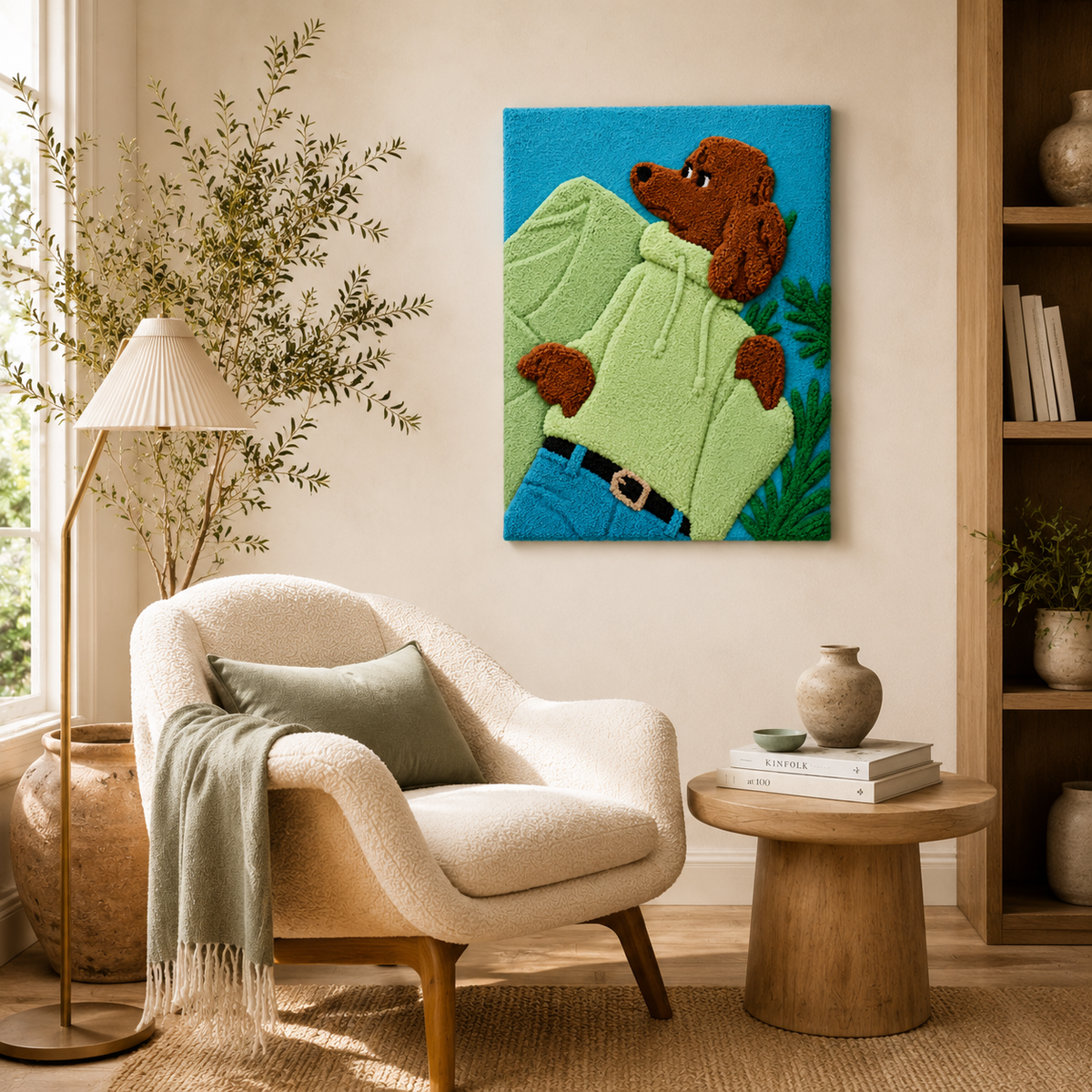 Mint Sunday Bear wall art by Hewn Earth, featuring a whimsical bear design on a mint background, perfect for nursery decor.