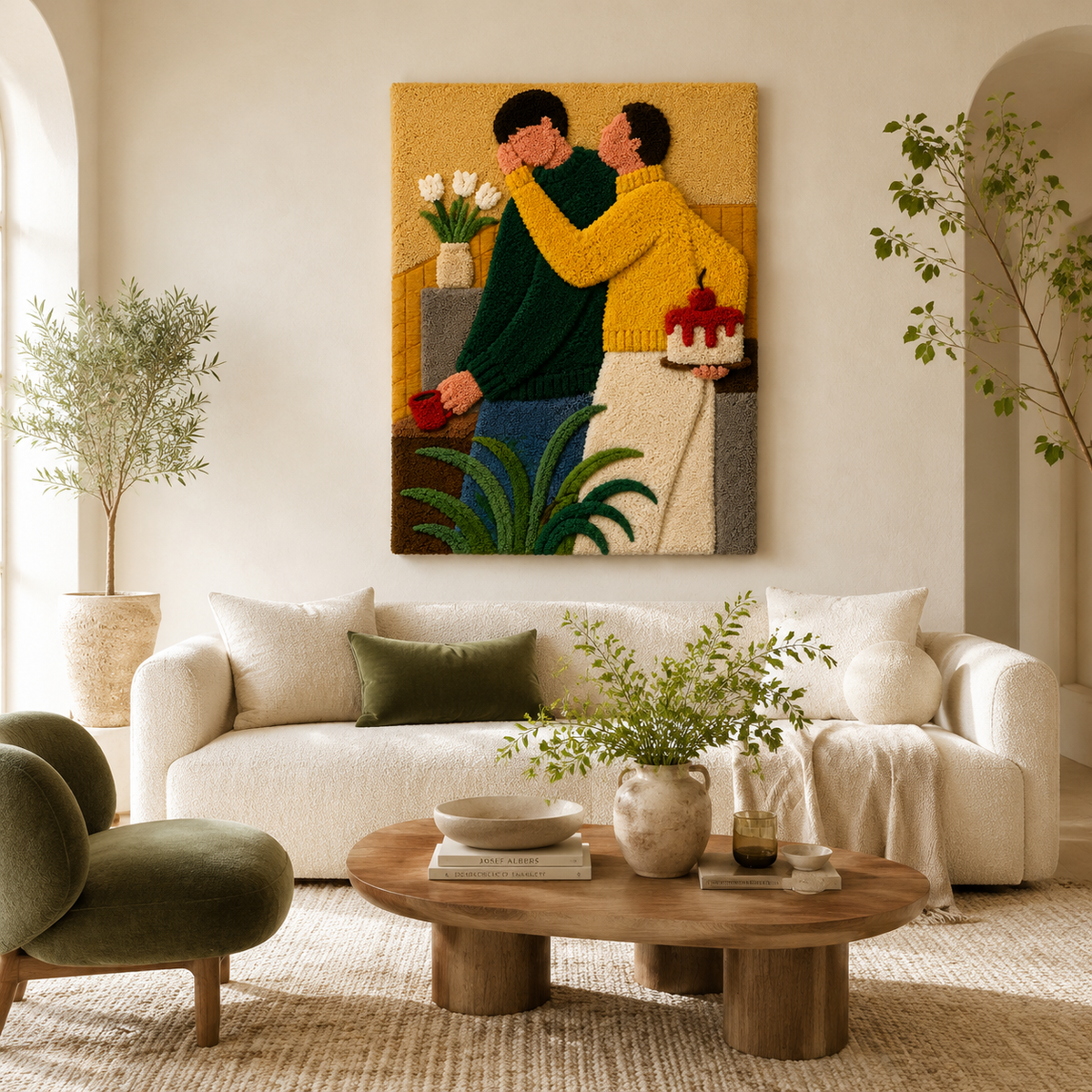 Hewn Earth Birthday Embrace wall art featuring warm, textured design for celebrating special occasions in home decor.