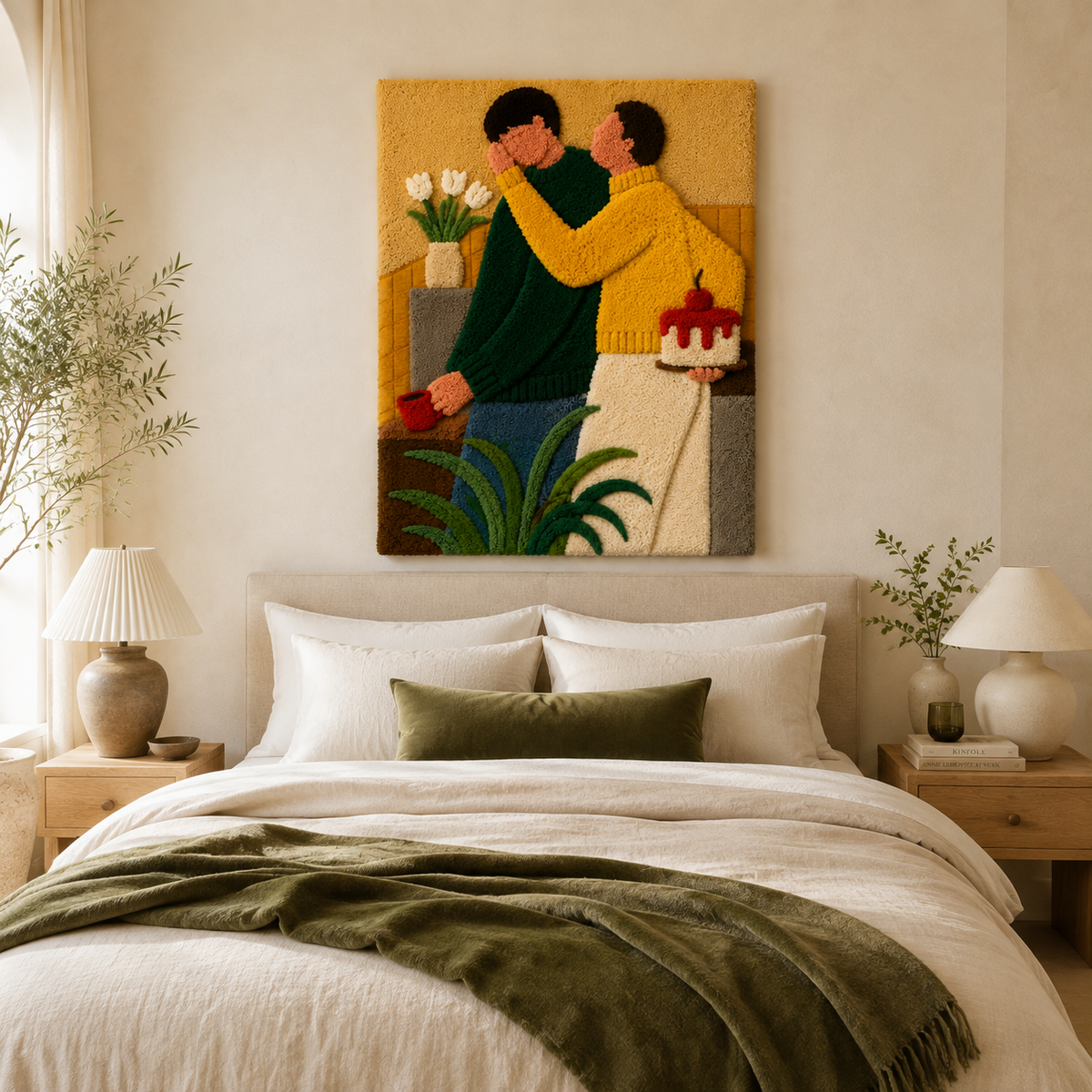 Colorful wall art titled "Birthday Embrace" by Hewn Earth, featuring a vibrant, artistic design perfect for celebrating special moments.