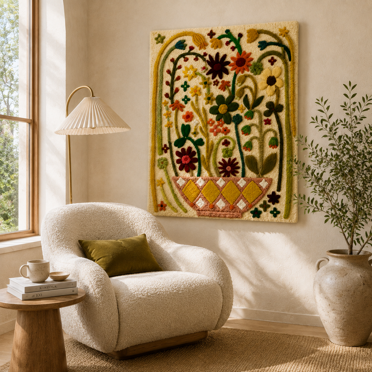Hewn Earth Folk Garden Arch wall art featuring intricate wooden design with natural finish and decorative garden motif.