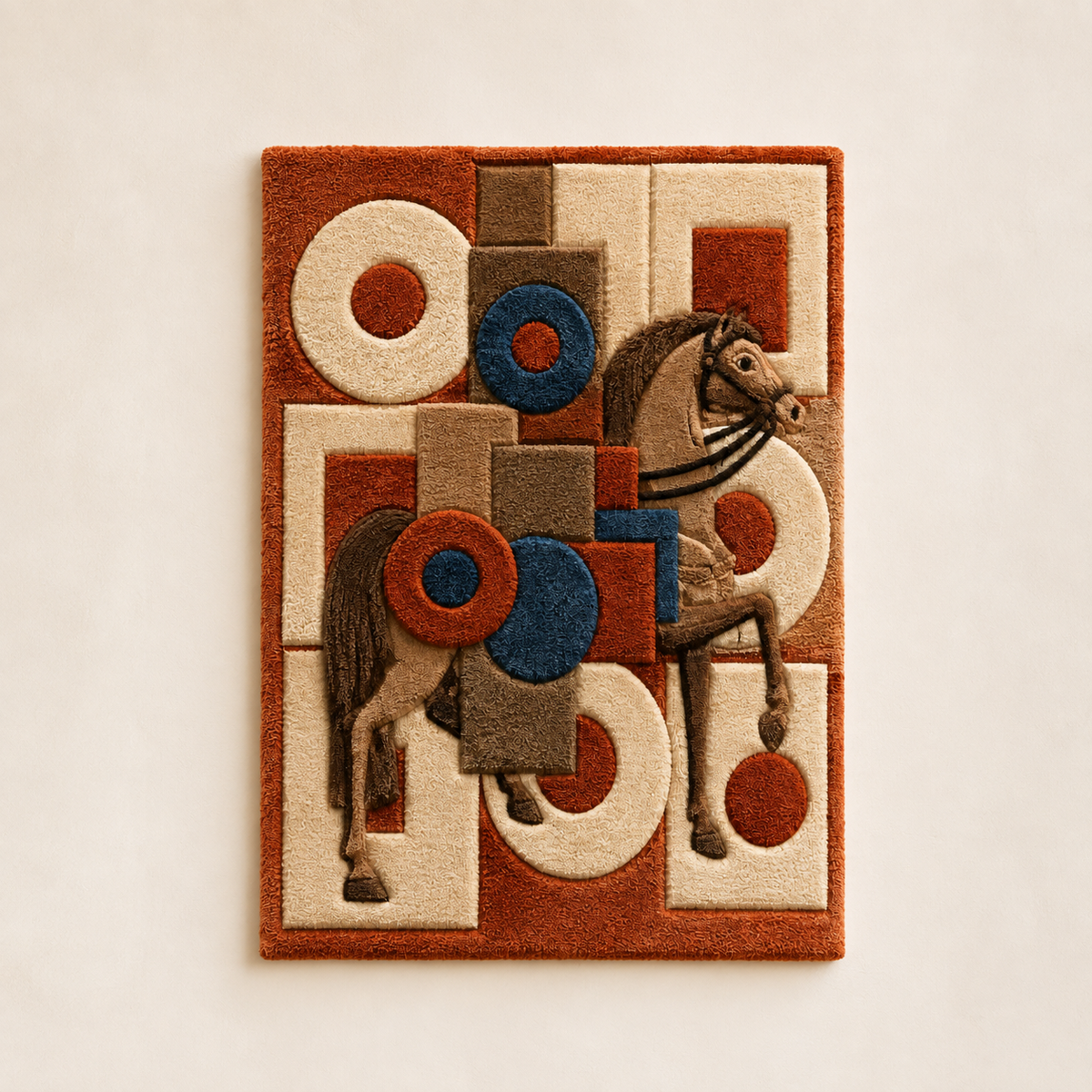 Hewn Earth Bauhaus Riding School wall art featuring minimalist geometric design in neutral tones.