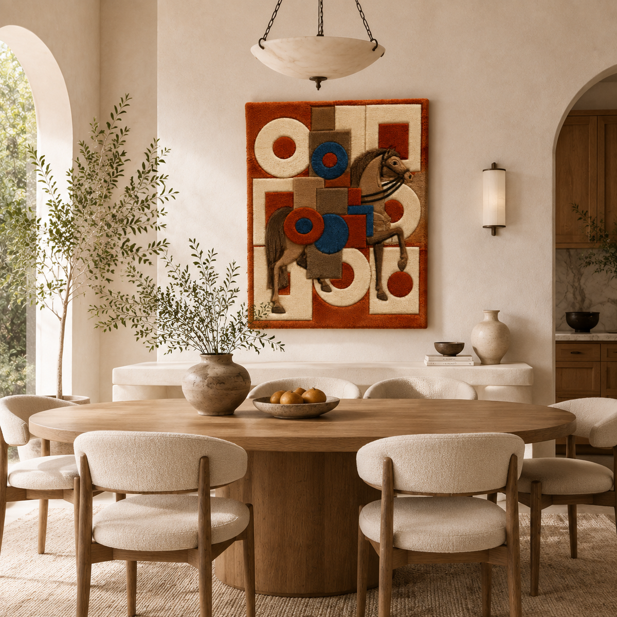 Colorful Bauhaus Riding School wall art by Hewn Earth featuring geometric shapes and bold design for modern interior decor.