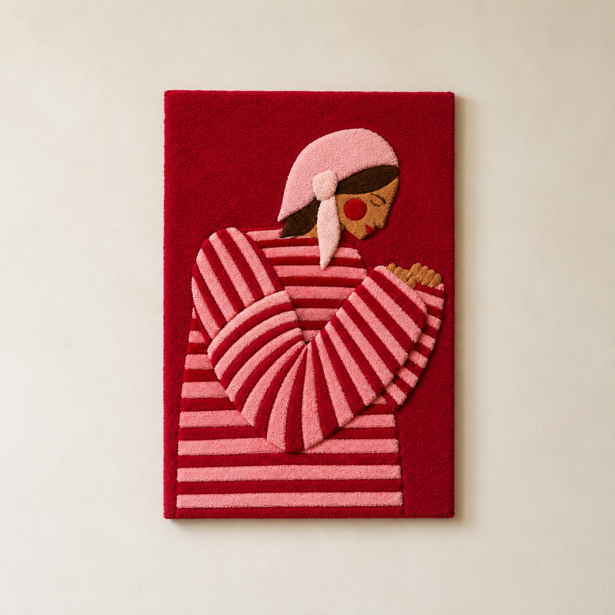 Crimson Stripe Socialite wall art by Hewn Earth featuring bold red and white abstract stripes on a canvas background.