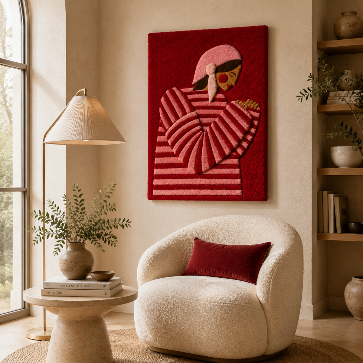 Crimson Stripe Socialite wall art by Hewn Earth featuring bold red and black abstract design on canvas.