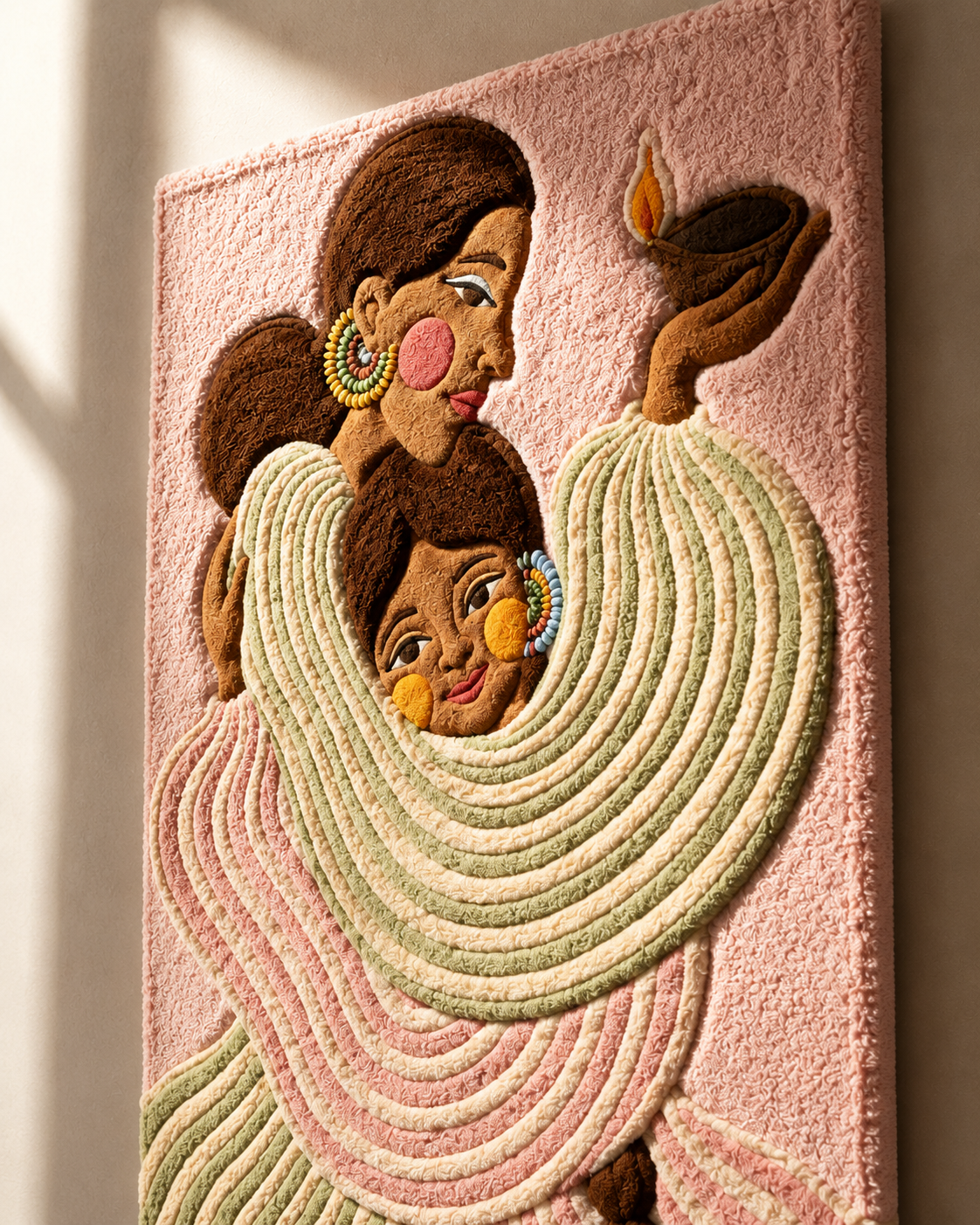 Detailed close-up of Hewn Earth Tender Circle wall art, showcasing textured, earthy design on a neutral background.