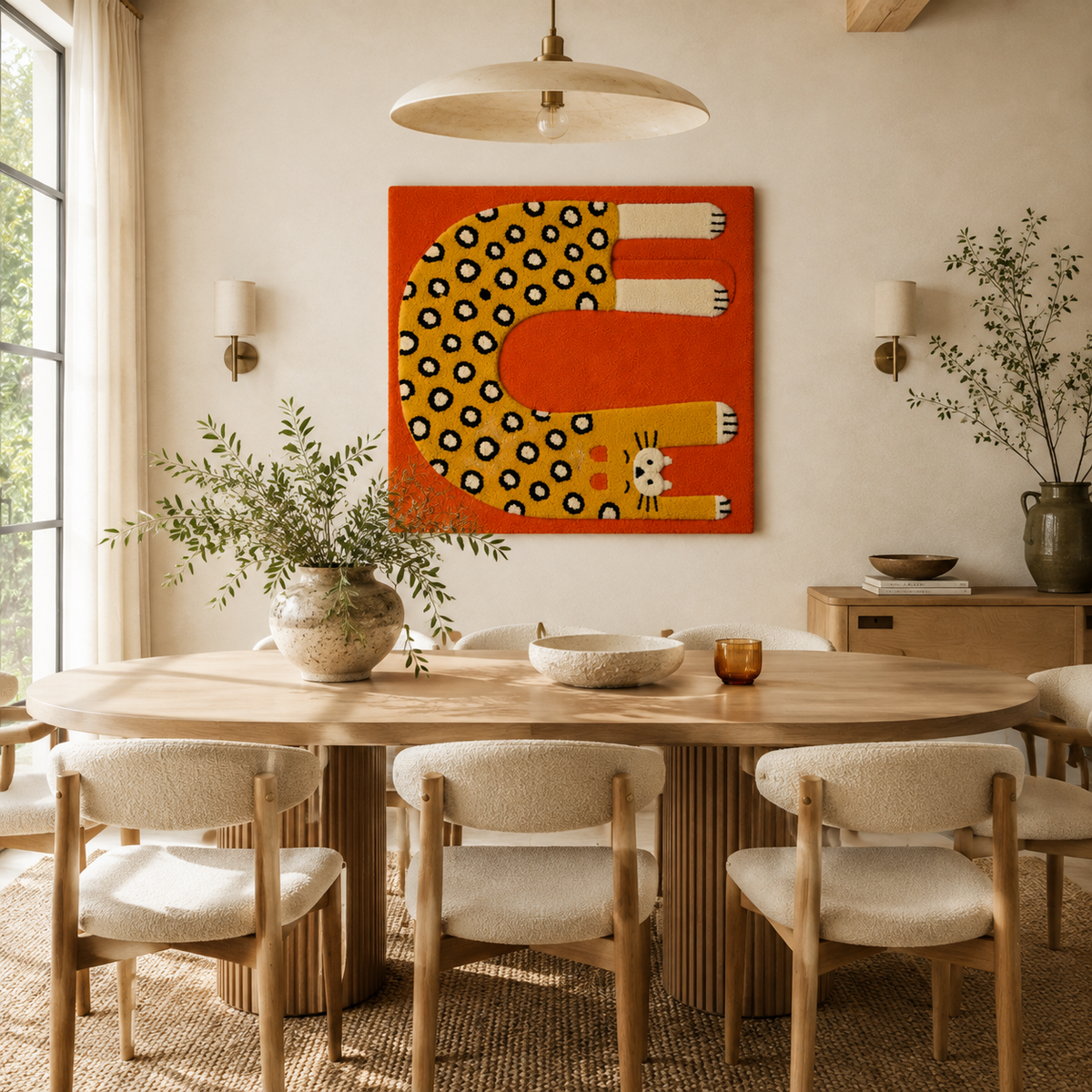 Leopard Loop wall art by Hewn Earth featuring a striking leopard design with bold, intricate patterns for stylish interior decor.