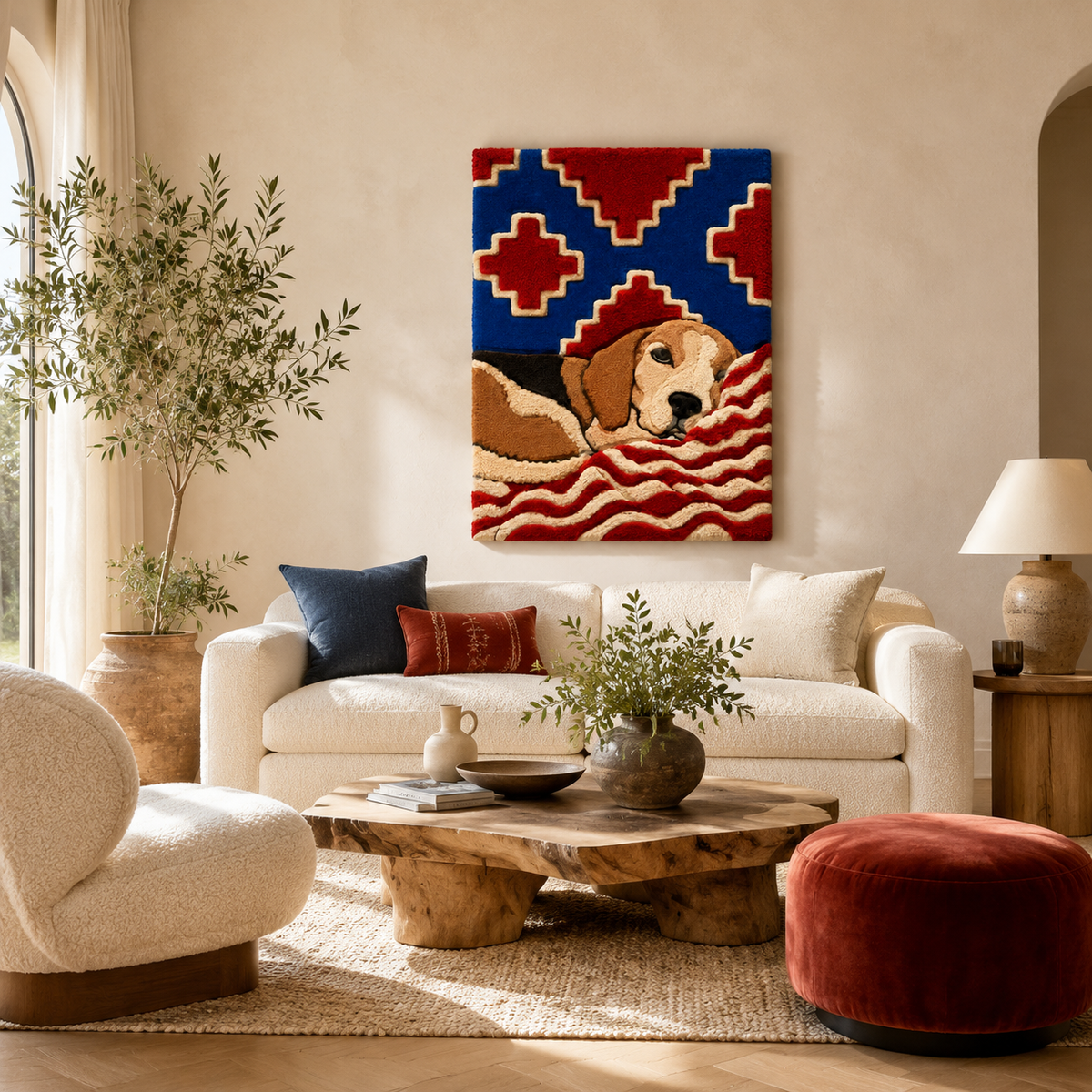 Sleeping Hound wall art banner by Hewn Earth, featuring a peaceful hound illustration on a decorative wall art piece.