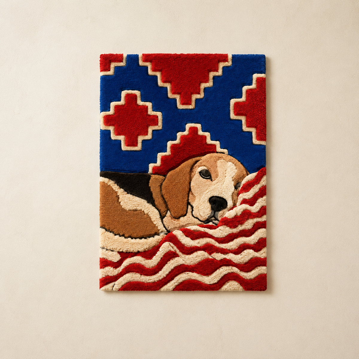 Sleeping Hound banner wall art by Hewn Earth, featuring a detailed illustration of a sleeping hound dog on a decorative banner.