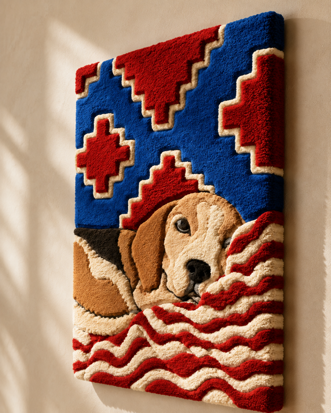 Sleeping Hound Wall Art banner by Hewn Earth, featuring a detailed illustration of a relaxed hound dog on textured background.