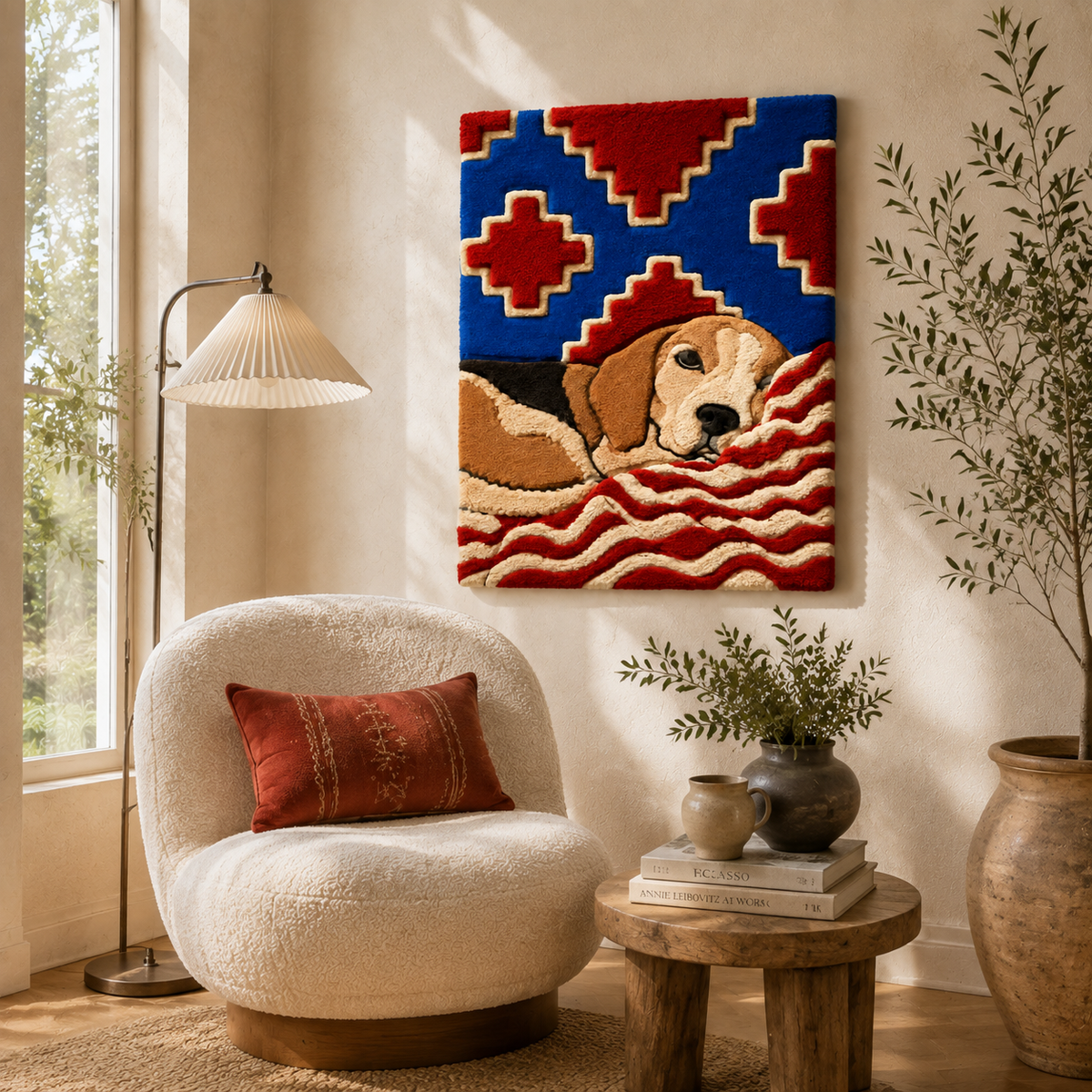 Wall art banner featuring a sleeping hound design by Hewn Earth, ideal for cozy home decor displays.