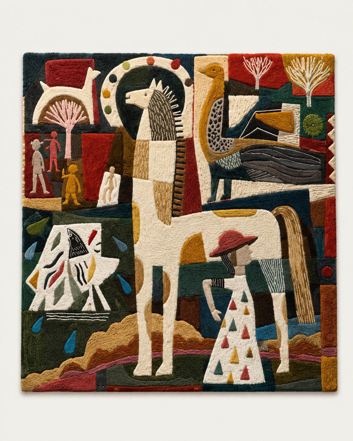 Hewn Earth Cubist Horse Wall Art featuring geometric horse design in neutral tones, modern abstract decor for living spaces.