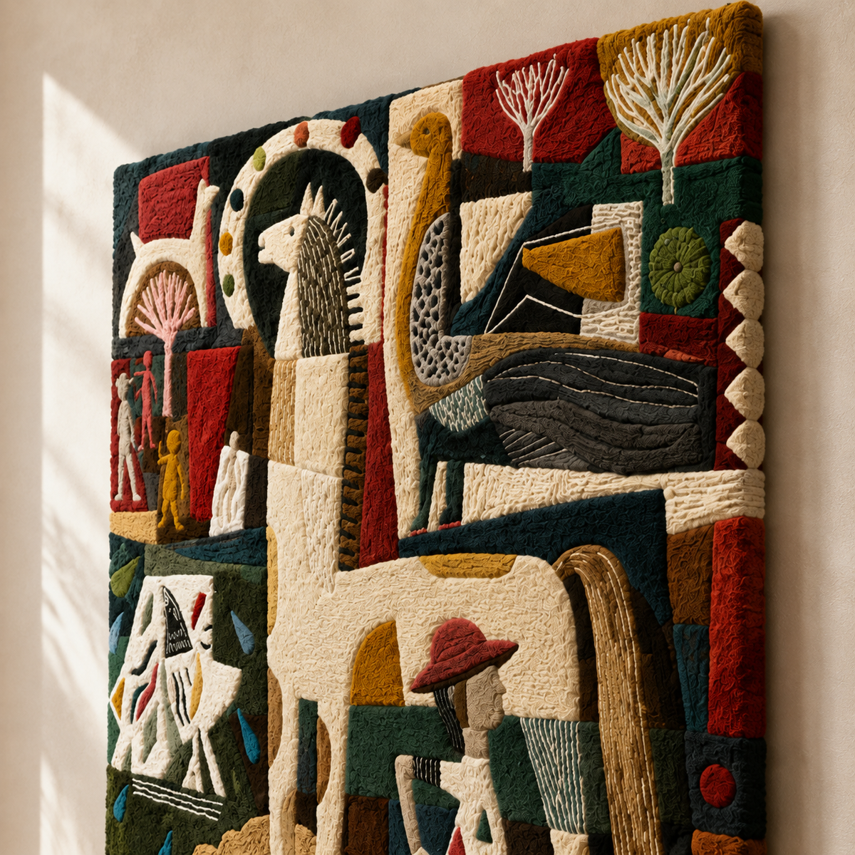 Hewn Earth Cubist Horse Wall Art featuring a geometric, abstract horse design in neutral tones, suitable for modern decor.