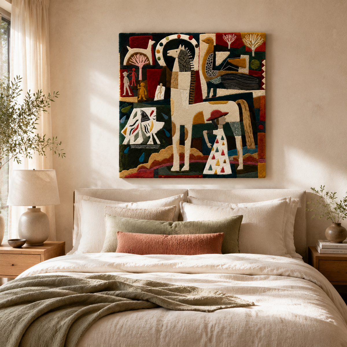 Hewn Earth Cubist Horse Assembly wall art featuring geometric cubist design, modern horse illustration for contemporary home decor