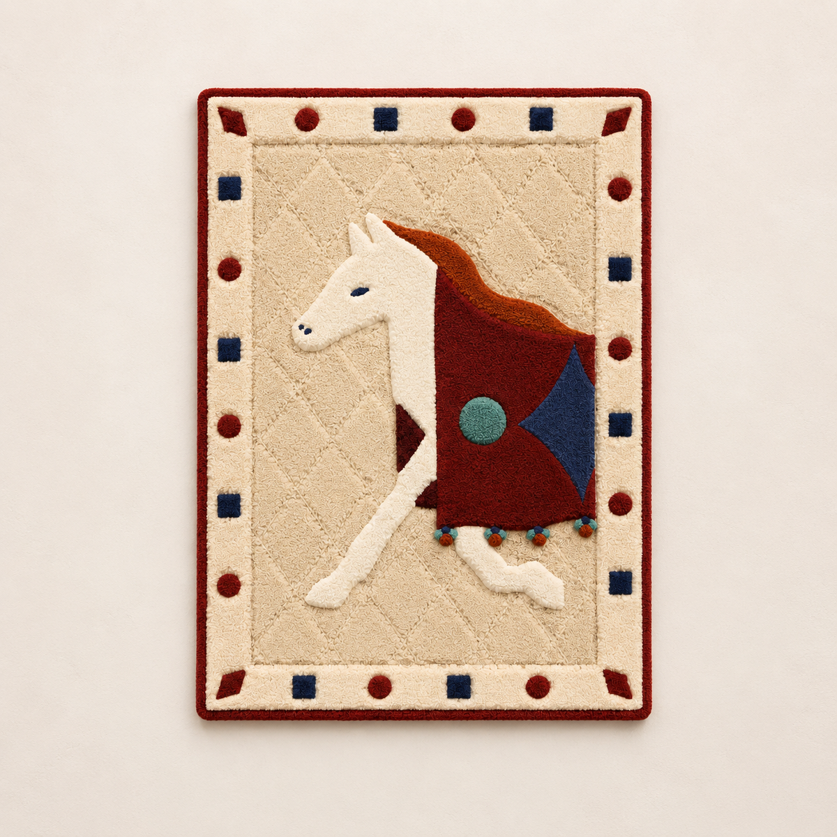 Colorful patchwork pony wall art by Hewn Earth featuring a vibrant, artistic horse design on a neutral background.