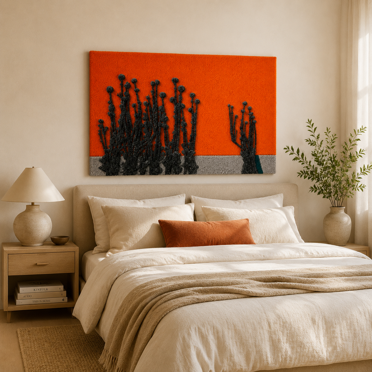 Hewn Earth Ember Reed Choir wall art featuring a detailed, colorful illustration of a choir scene on a textured background