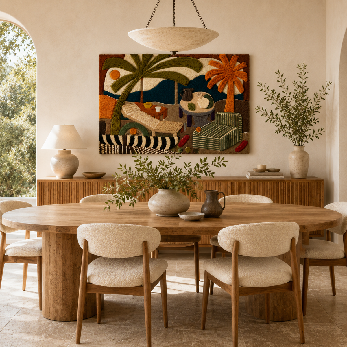 Hewn Earth Palm Room Still Life wall art, featuring a detailed palm tree illustration on a neutral background, perfect for wall decor.