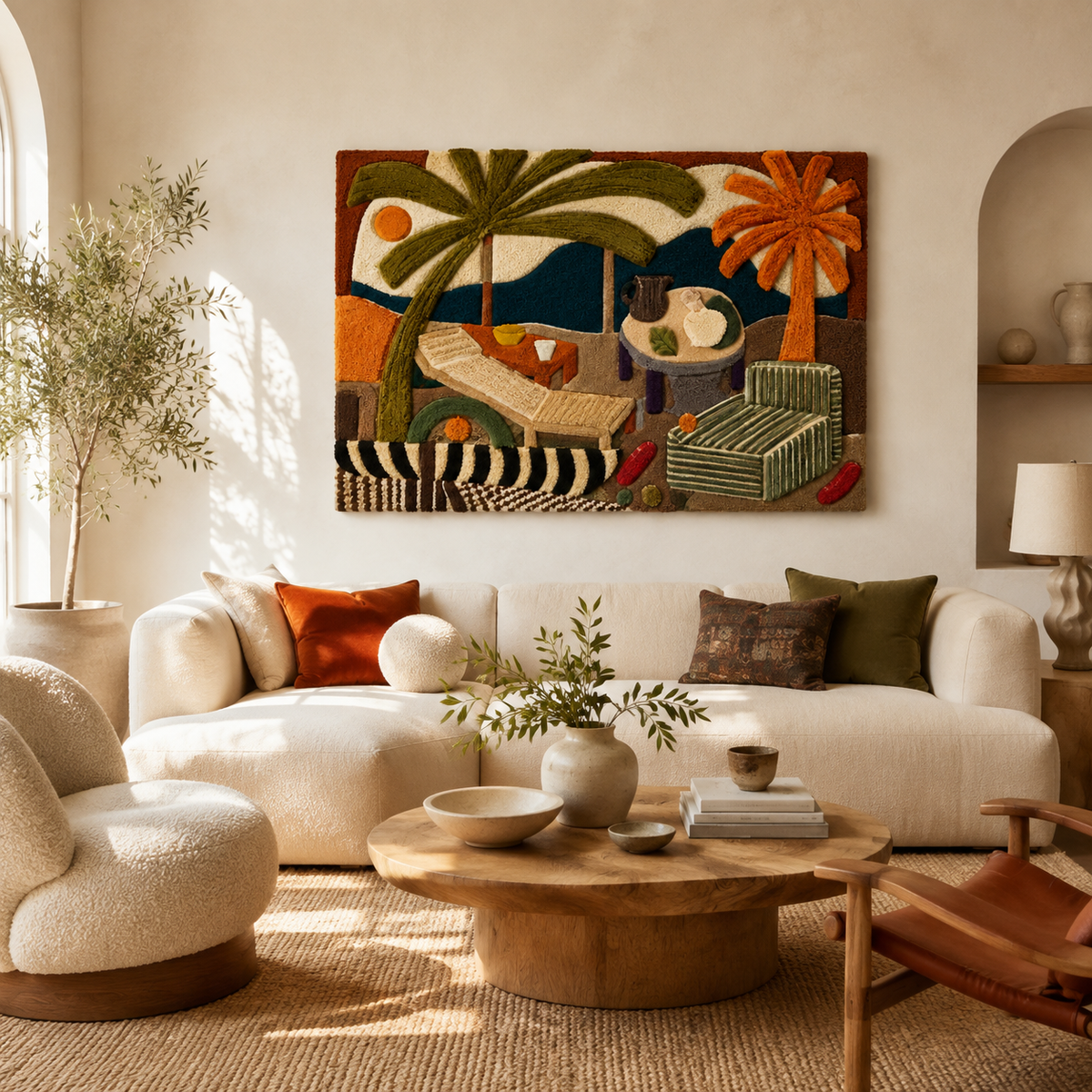 Hewn Earth Palm Room Still Life wall art featuring a detailed, artistic depiction of palm leaves in a natural setting.
