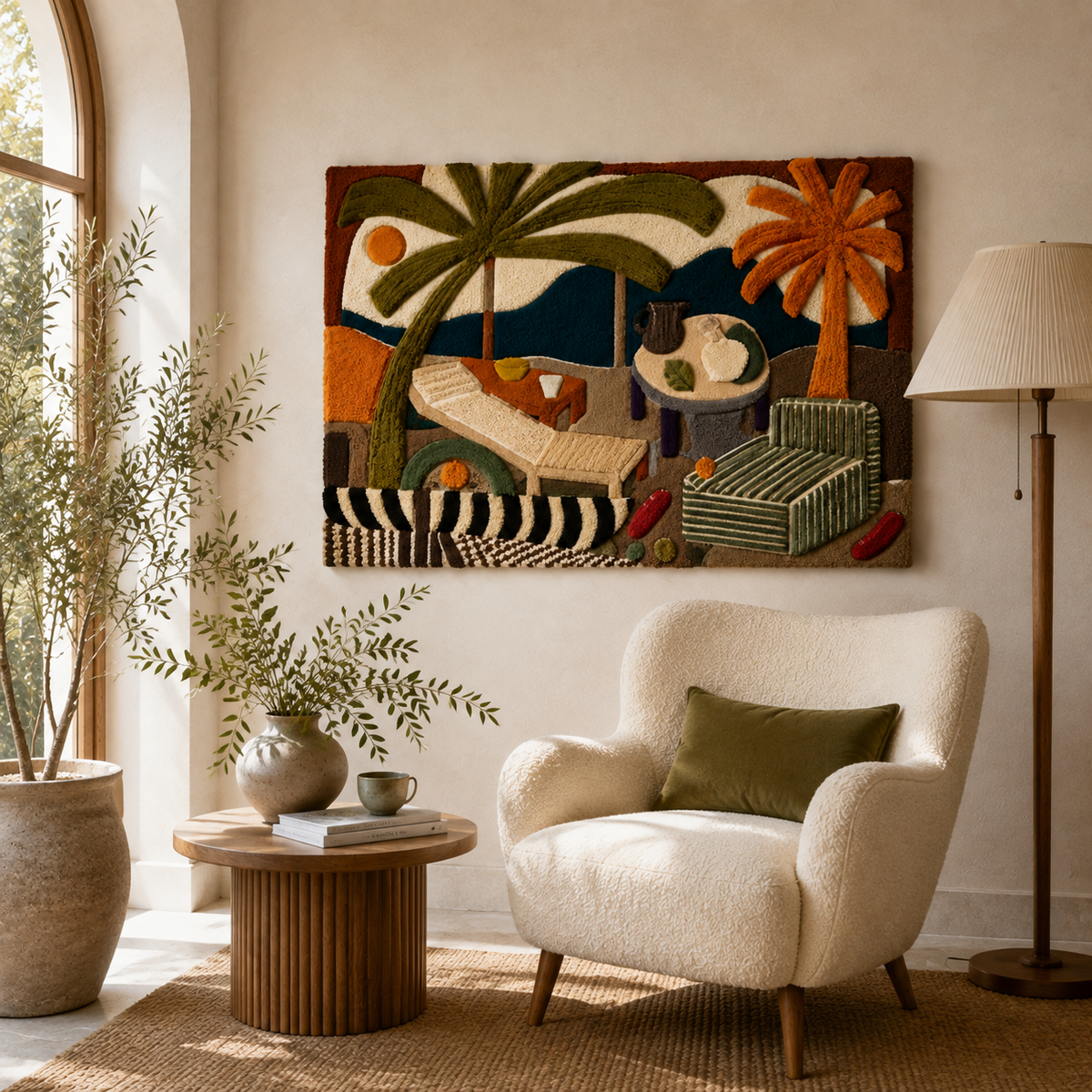 Hewn Earth Palm Room Still Life wall art featuring a detailed botanical illustration on a neutral background.