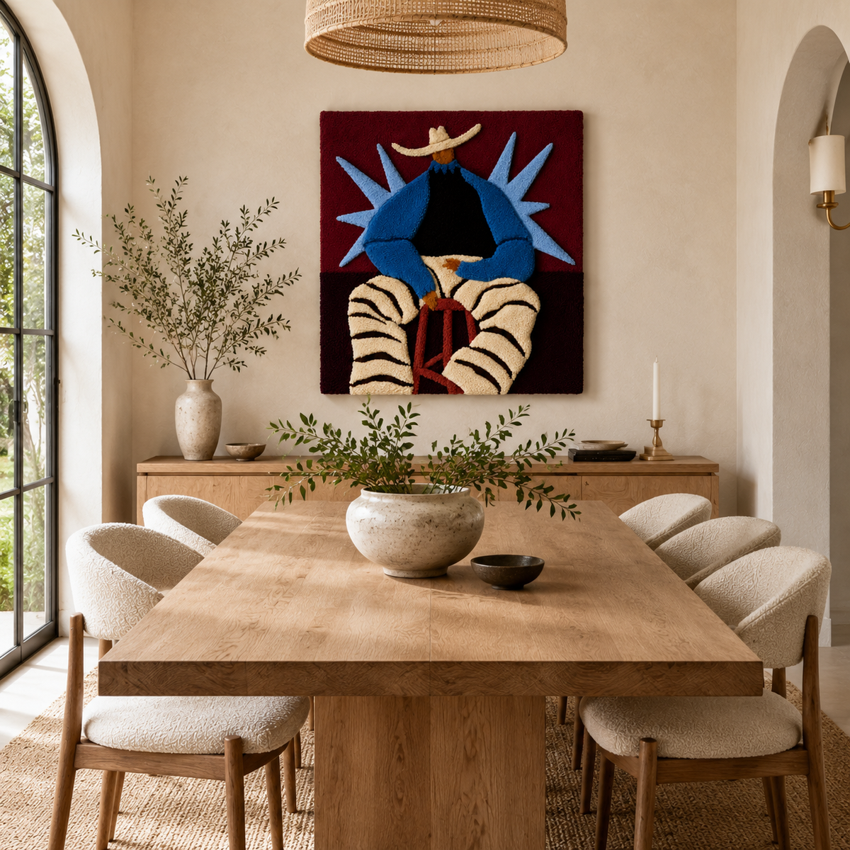 Cobalt Ranch Reverie wall art by Hewn Earth featuring abstract mountain landscape in blue tones.