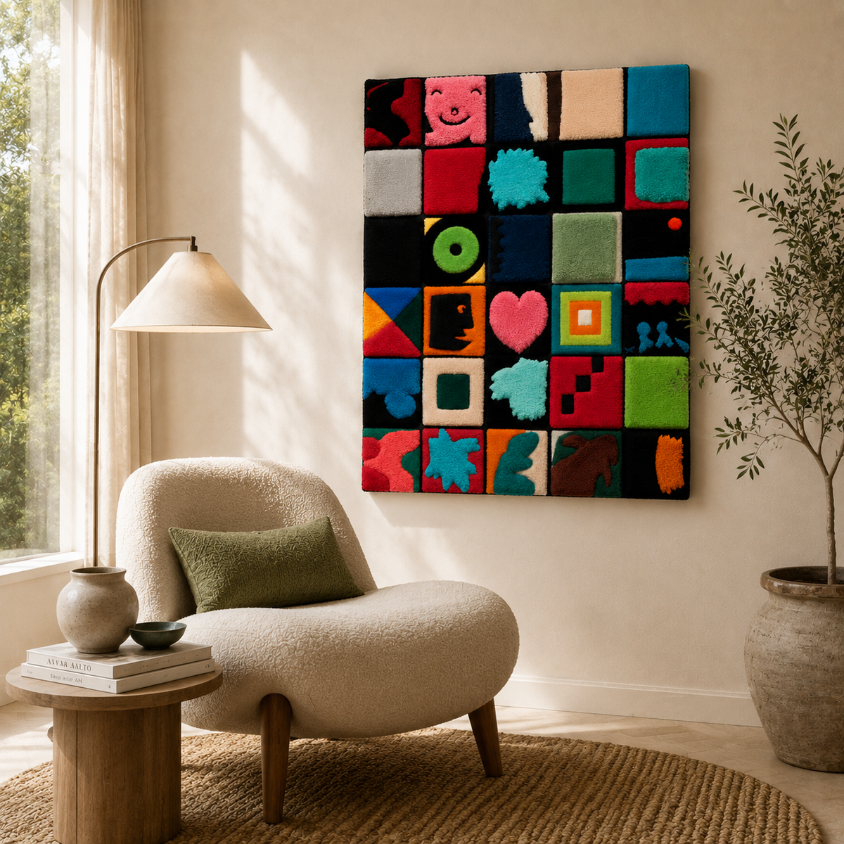 Hewn Earth Small Wonders wall art cabinet with intricate wood detailing, displayed on a neutral background.