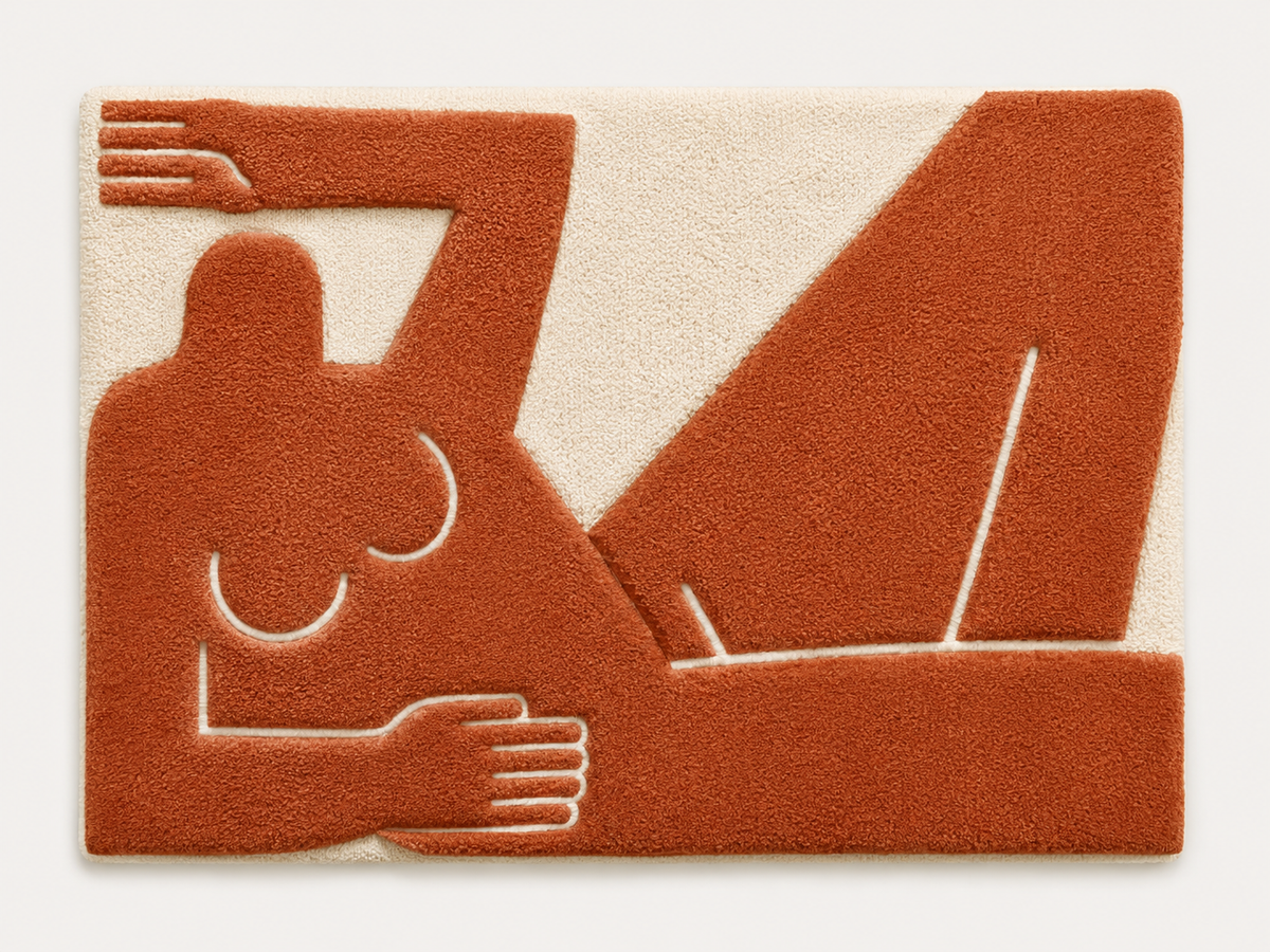 Hewn Earth terracotta wall art with a reclined abstract design, showcasing warm earthy tones and textured surface.