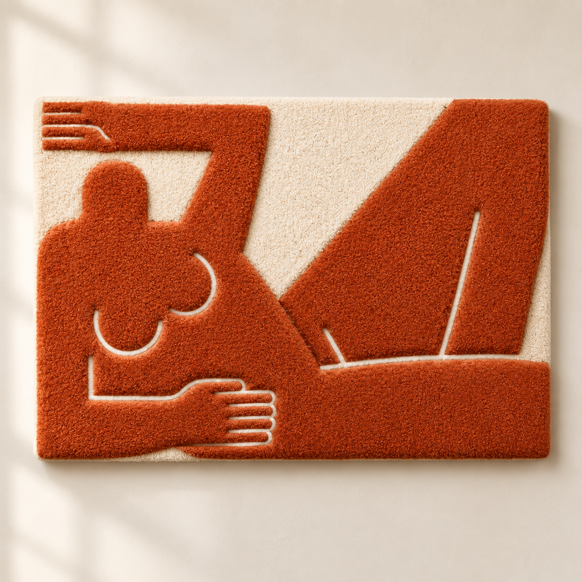 Terracotta wall art piece from Hewn Earth featuring a textured, reclining abstract design for modern interior decor