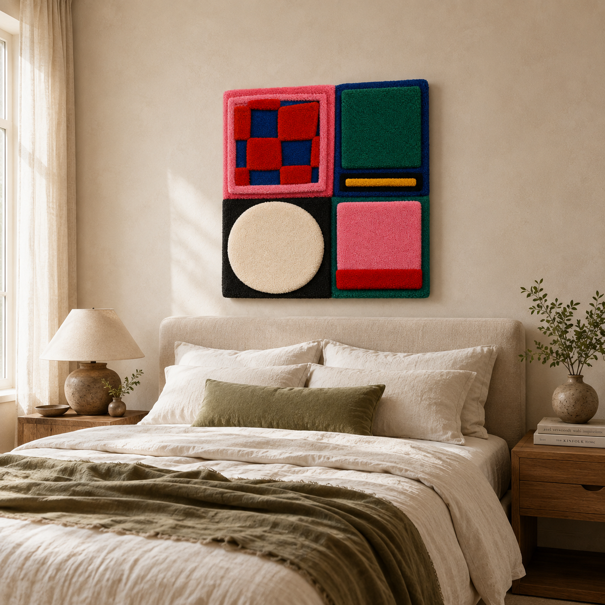 Colorful primary color blocks wall art by Hewn Earth, featuring bold geometric shapes and vibrant hues for modern interior decor.