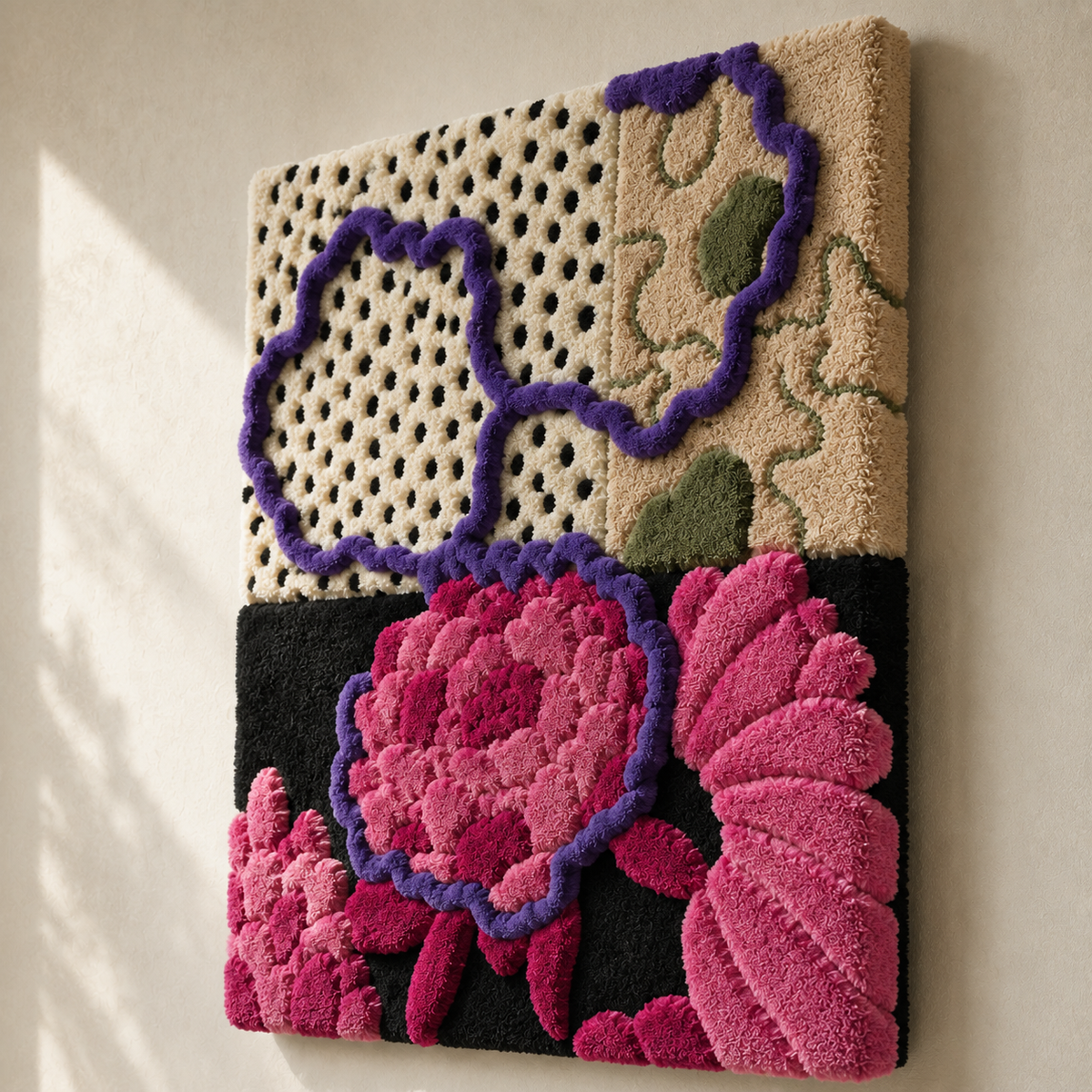 Hewn Earth Peony Circuit wall art featuring a vibrant, abstract floral design on a neutral background.