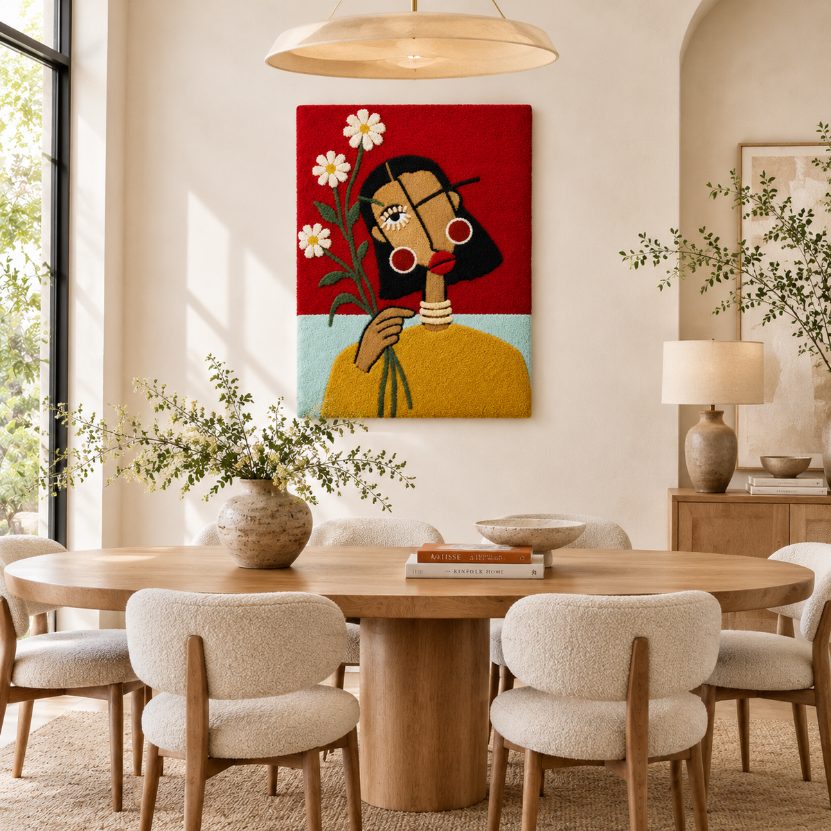 Hewn Earth Daisy Red Portrait wall art featuring a vibrant red flower in a natural setting, ideal for wall decor.