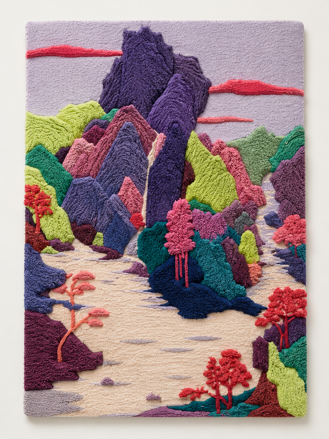 Violet Canyon Walk wall art by Hewn Earth, showcasing a vibrant landscape scene with purple and blue canyon hues.