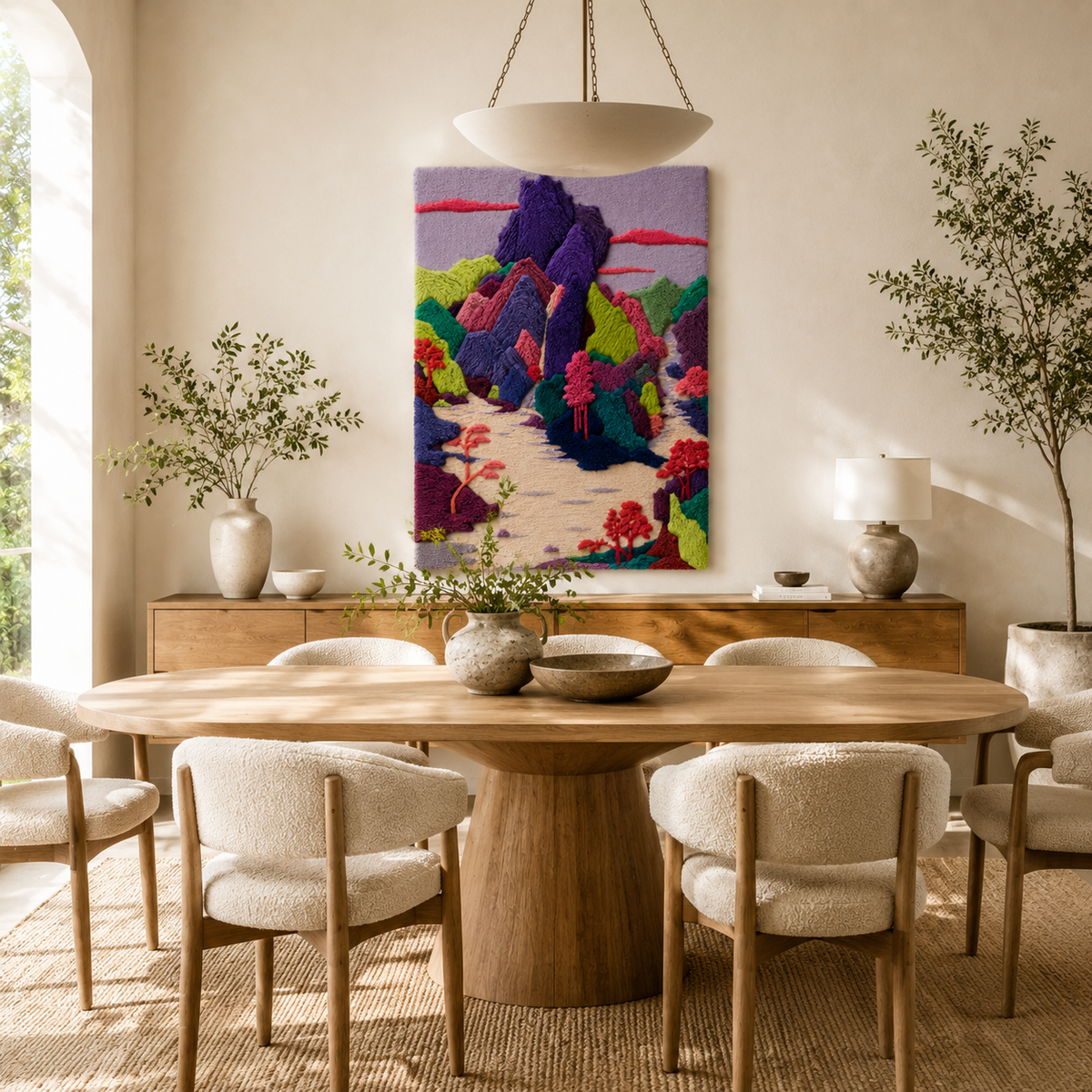Violet Canyon Walk wall art by Hewn Earth, featuring a vibrant landscape scene with purple and blue canyon scenery.