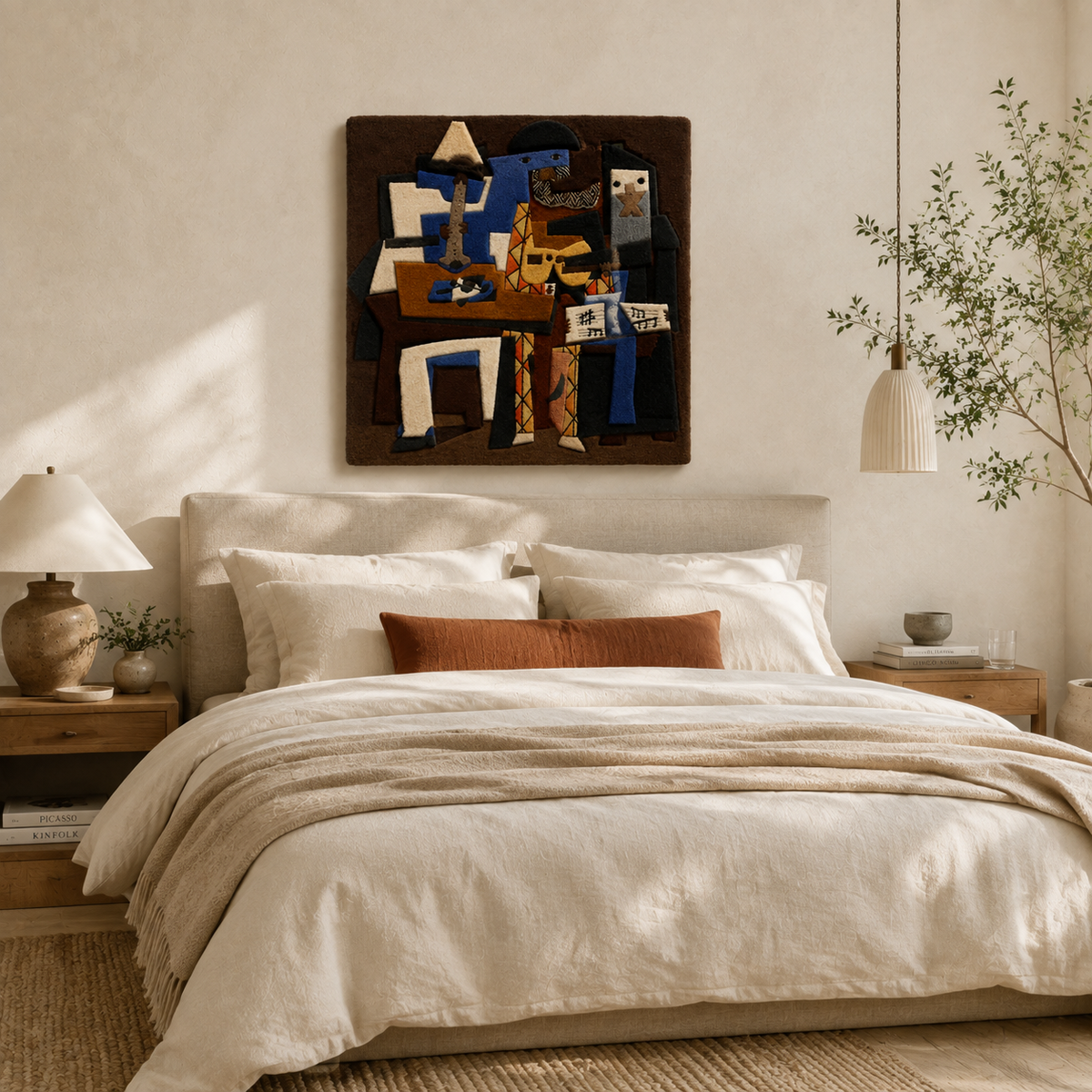 Hewn Earth Midnight Studio Quartet wall art featuring abstract black and white geometric shapes on a canvas.