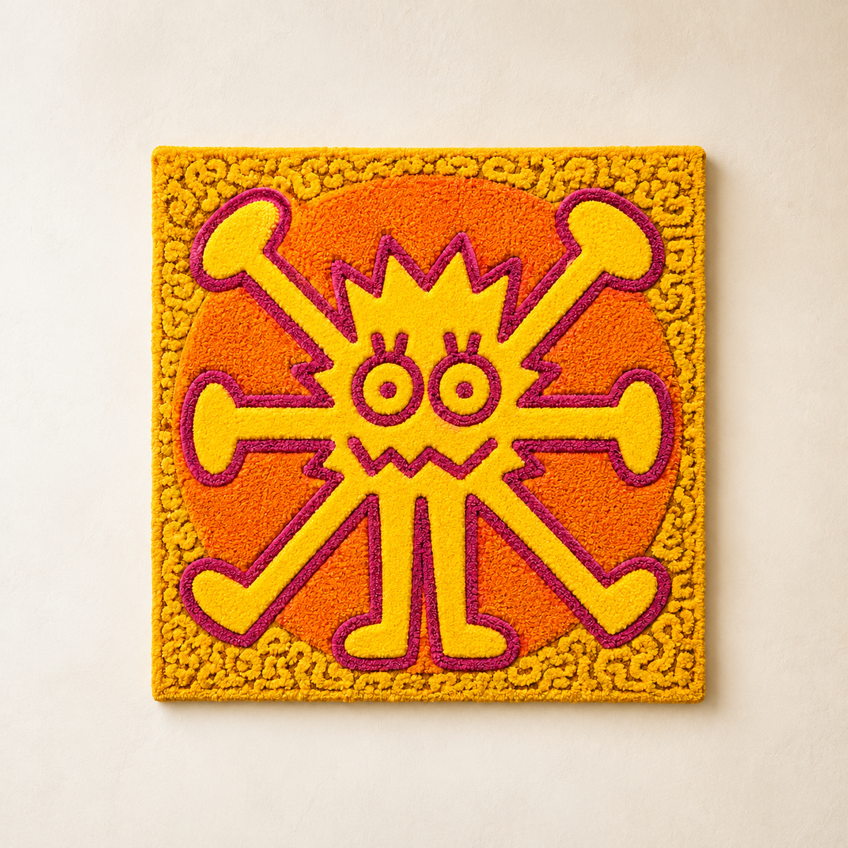 Hewn Earth Solar Glyph wall art featuring a sun-inspired geometric design in earthy tones, decorative wall decor.