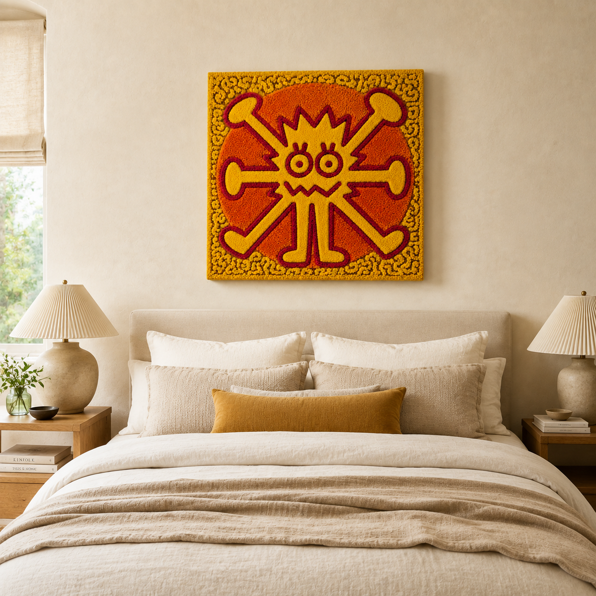 Hewn Earth Solar Glyph wall art featuring a geometric solar symbol on a textured background, decorative wall decor.