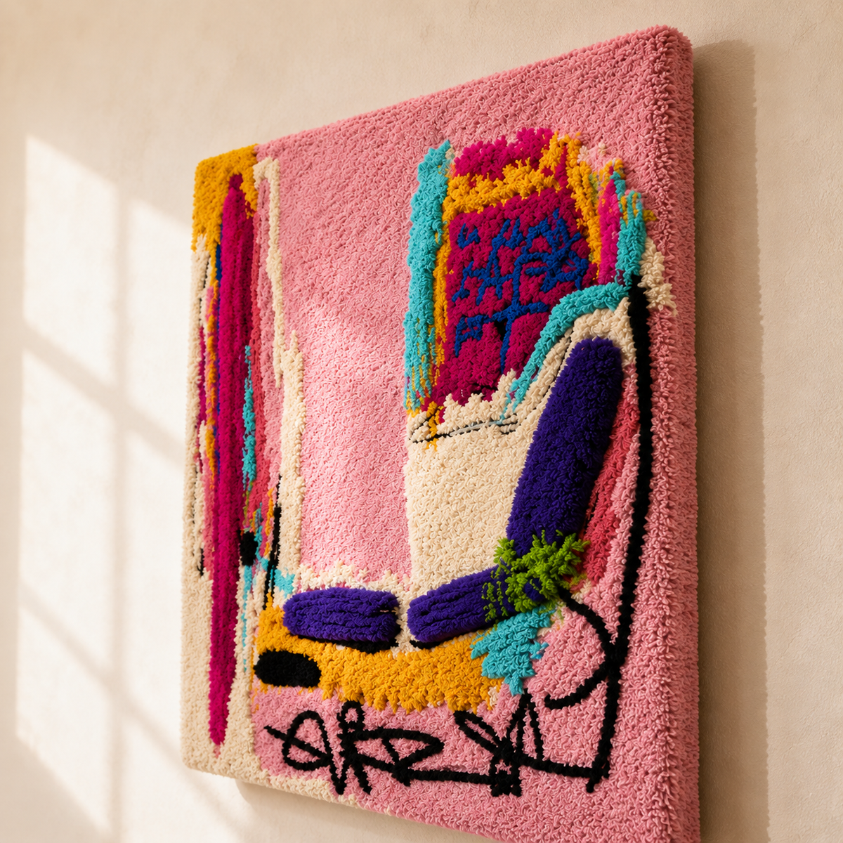 Pink Passage wall art by Hewn Earth featuring abstract pink and white brushstrokes on textured canvas.
