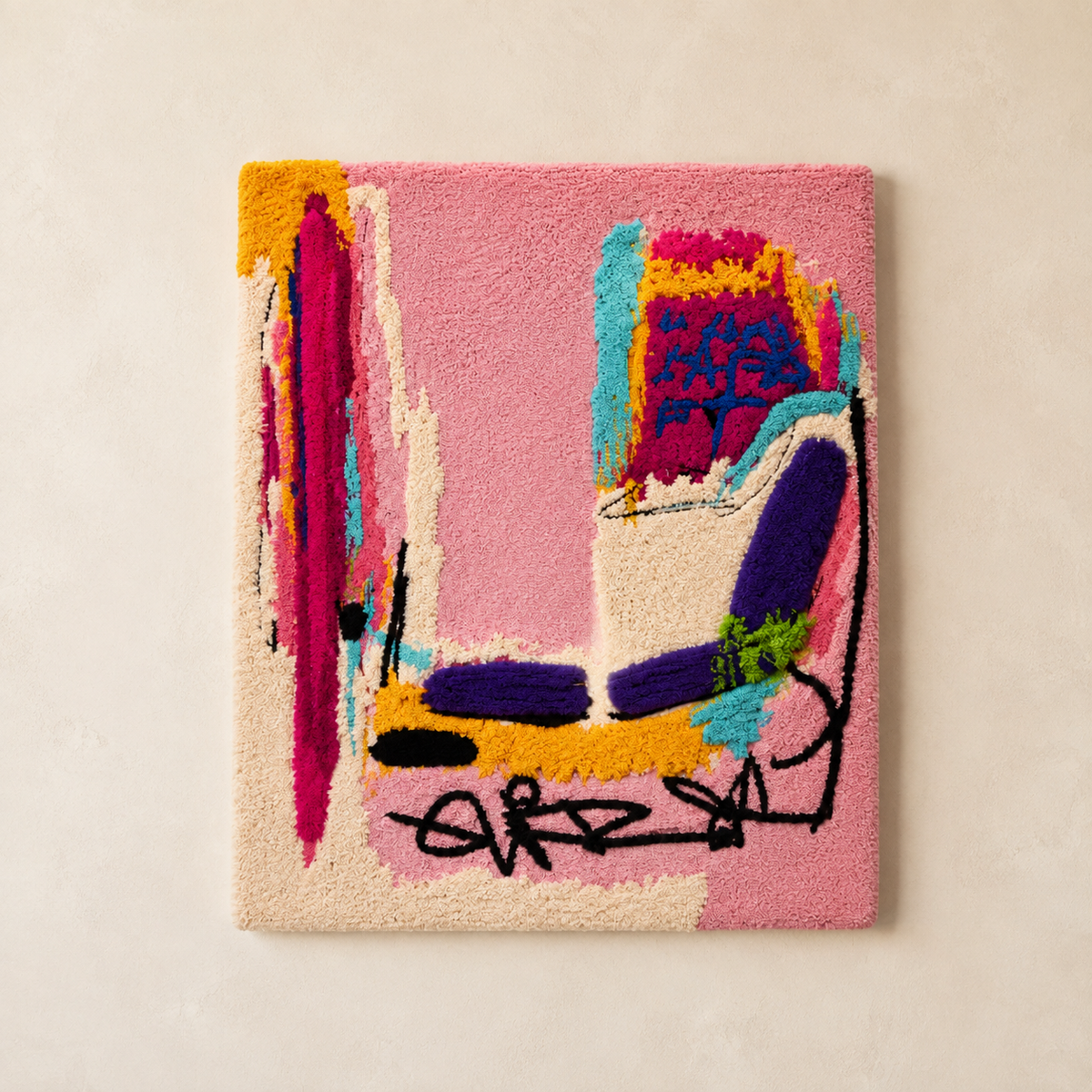 Pink Passage wall art by Hewn Earth featuring abstract pink and white brushstrokes on textured canvas.
