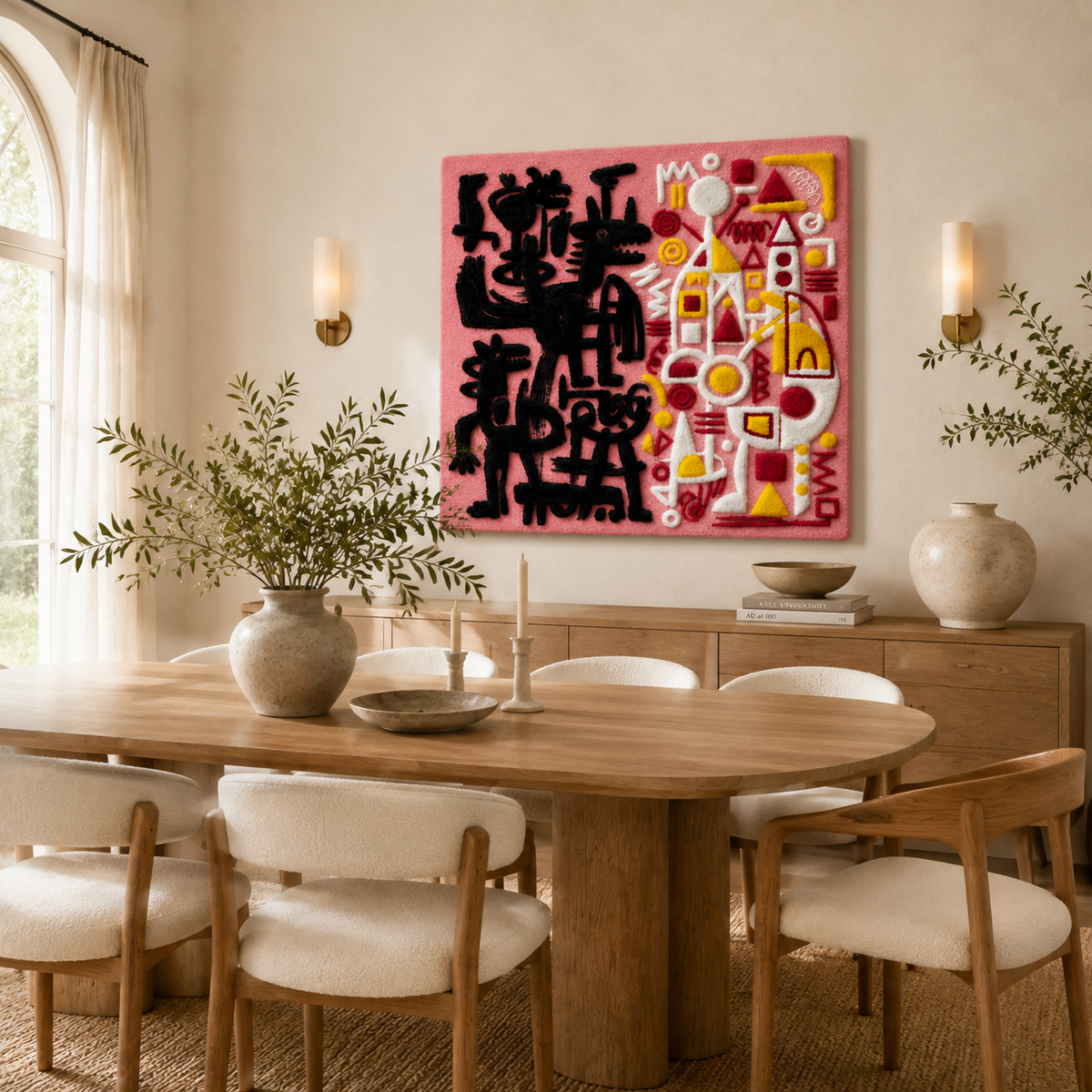 Colorful graffiti candy grid wall art by Hewn Earth, featuring vibrant geometric and street art-inspired design for modern decor.