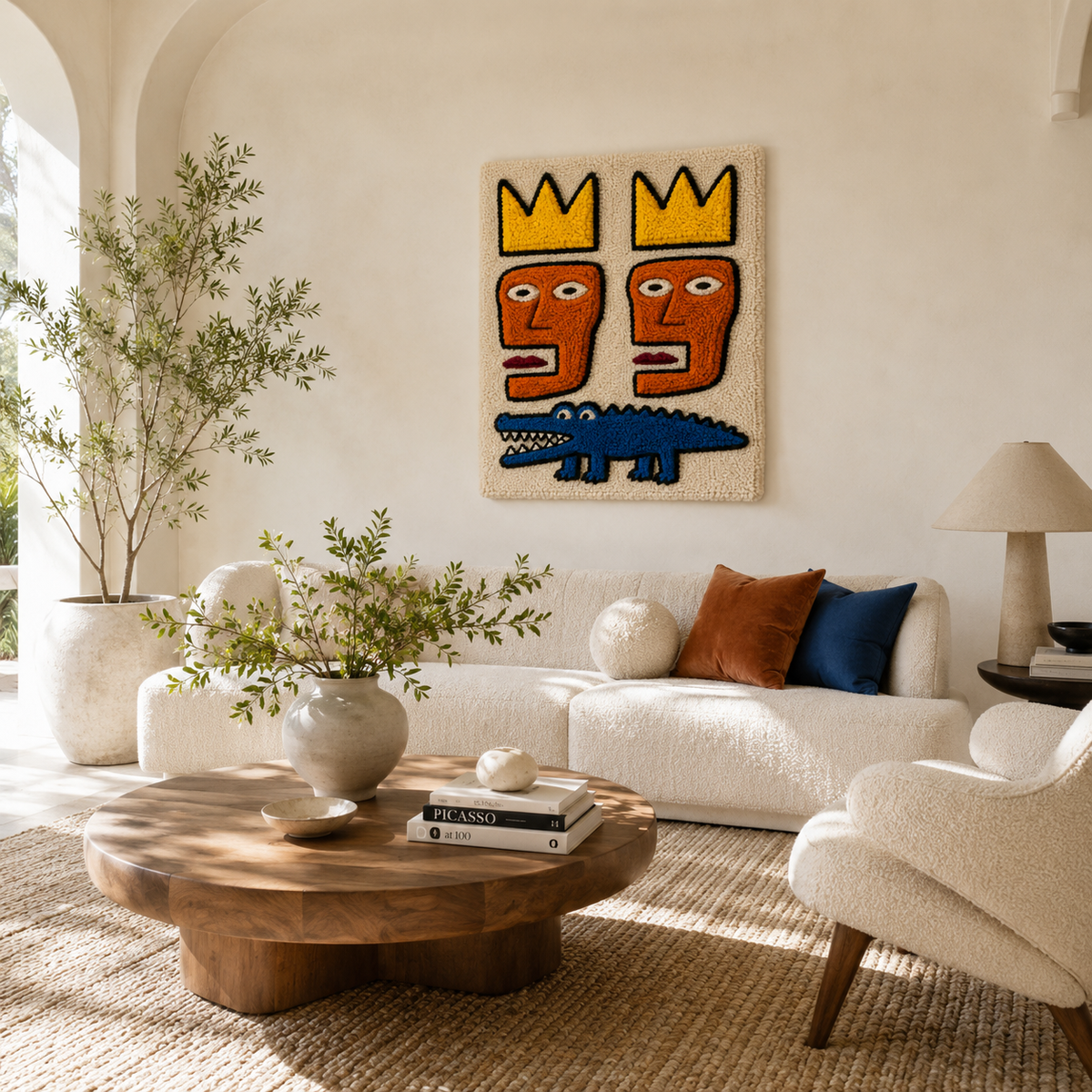 Hewn Earth Twin Crown Fable wall art featuring intricate design on canvas, perfect for modern home decor.