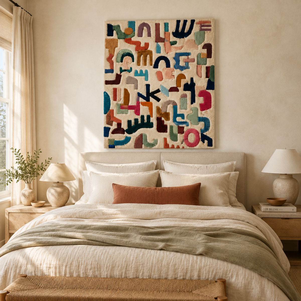 Colorful Alphabet Garden wall art by Hewn Earth featuring vibrant, illustrated letters for children's room decoration.