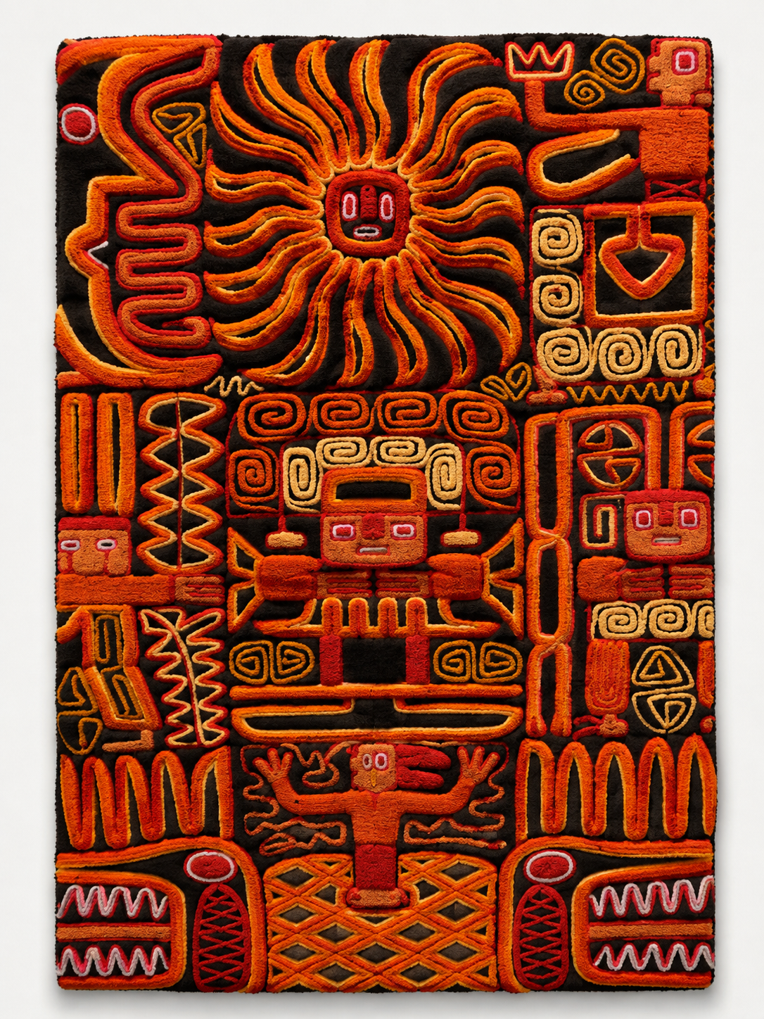 Hewn Earth Ember Codex wall art featuring abstract fiery design in warm tones on a textured surface.