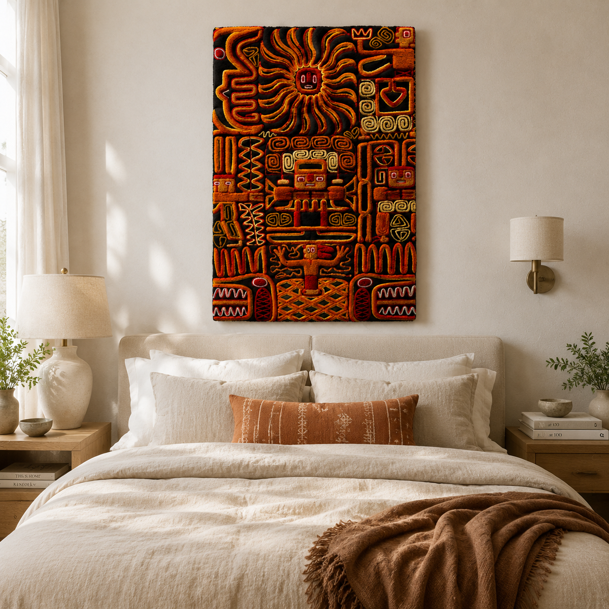Hewn Earth Ember Codex wall art featuring intricate, textured design in warm earthy tones for modern interior decor.