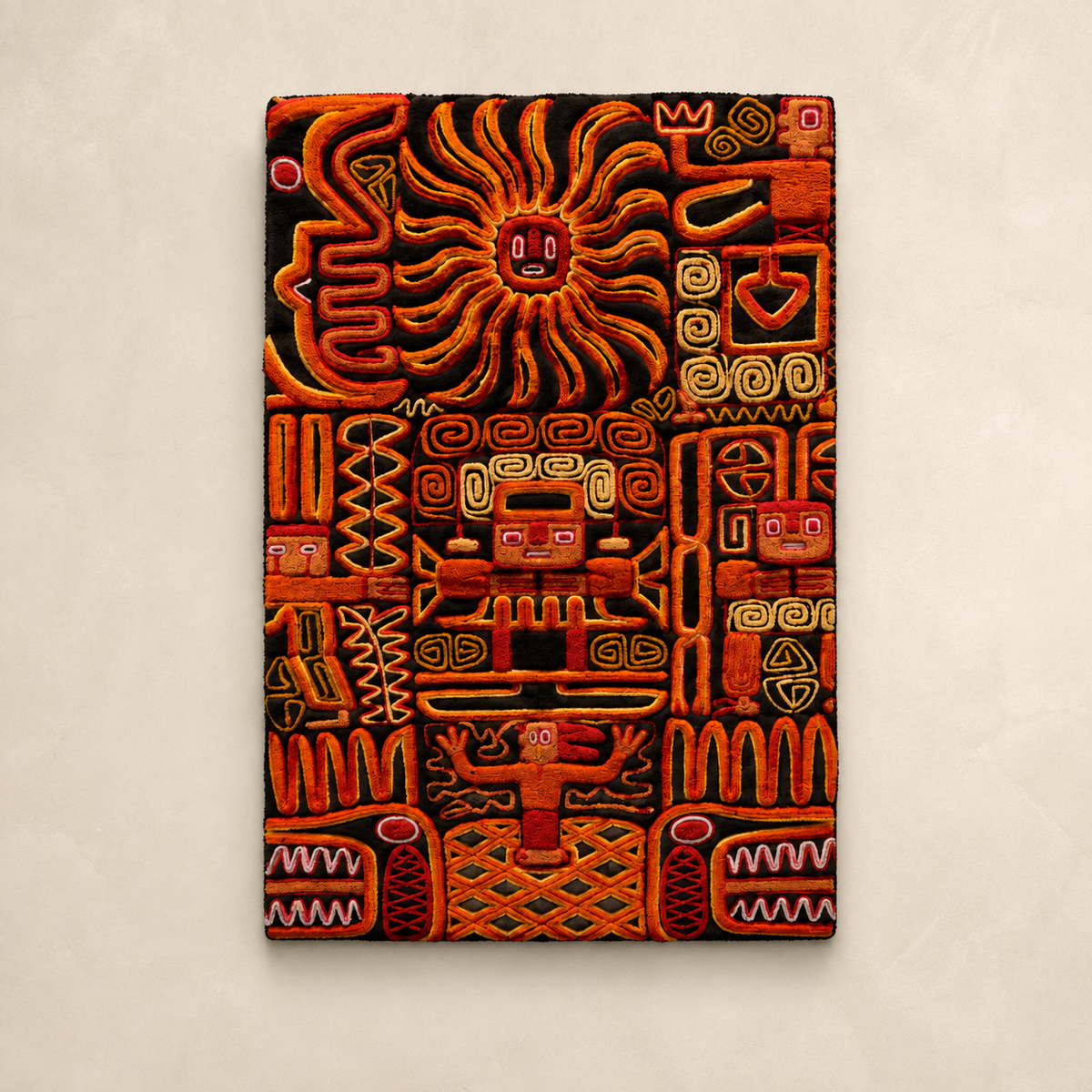 Hewn Earth Ember Codex wall art featuring abstract fiery design on a textured canvas.