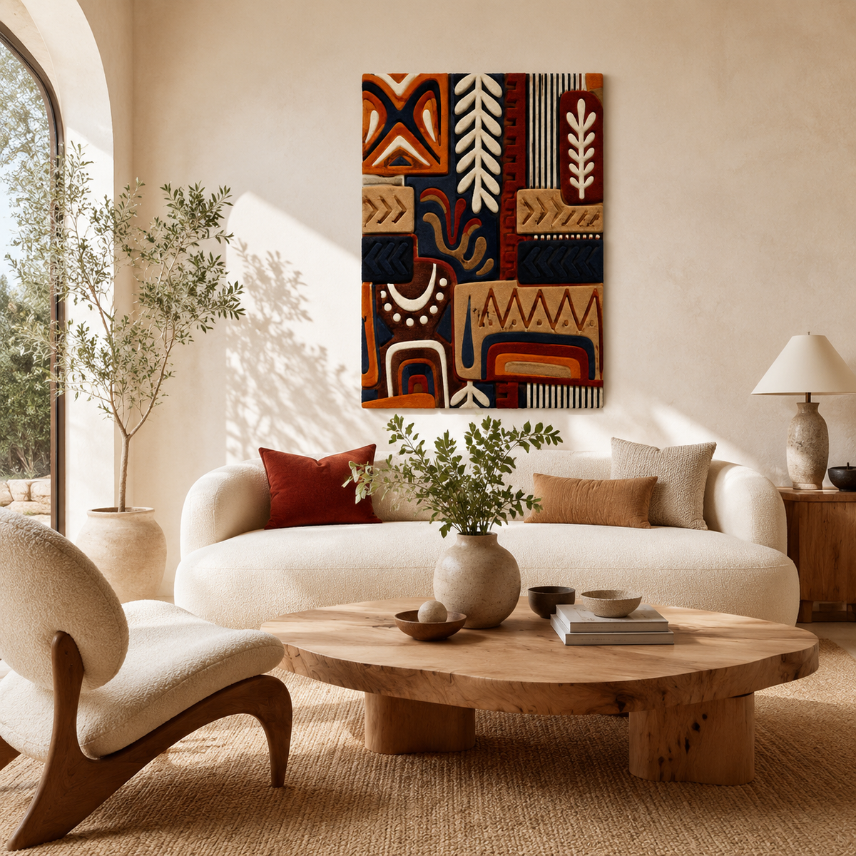 Desert pattern wall art by Hewn Earth featuring a natural earth-toned design on a vertical wall display.