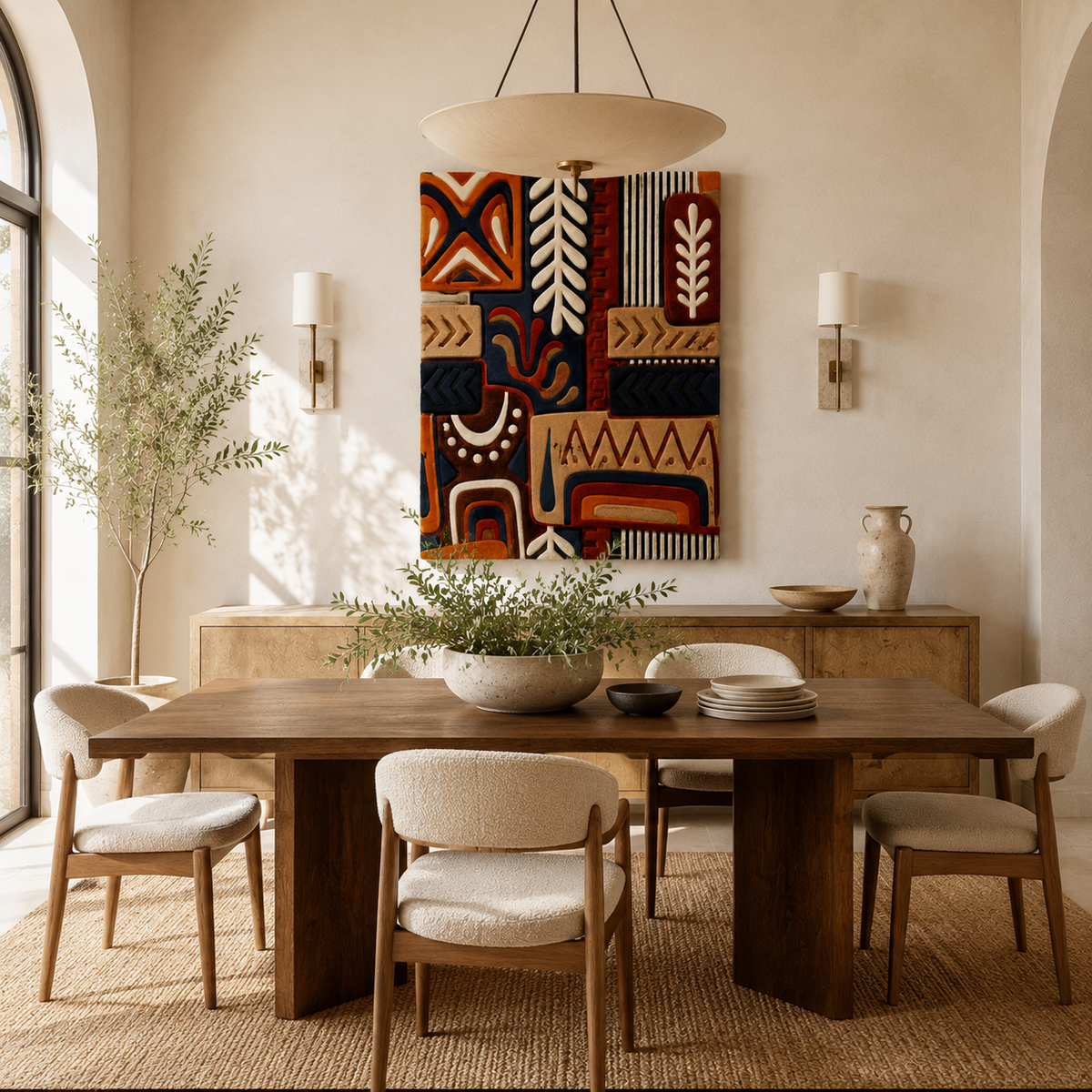 Hewn Earth desert pattern wall art featuring warm earthy tones and intricate geometric desert-inspired design.