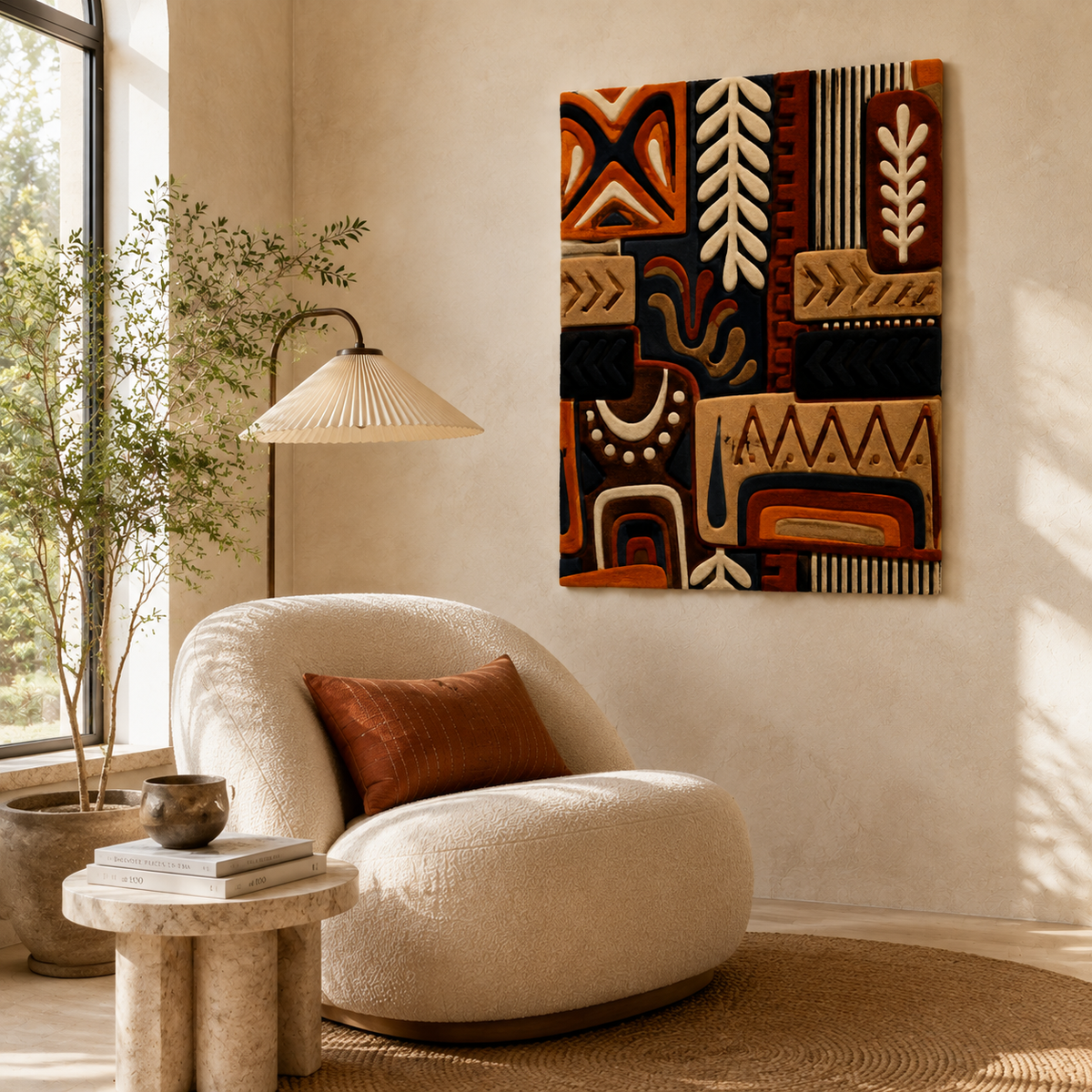 Hewn Earth Canyon Pattern Column wall art featuring earthy canyon-inspired abstract design on a textured surface.