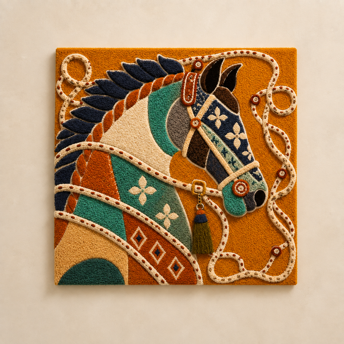 Hewn Earth jeweled horse profile wall art featuring a detailed horse silhouette with decorative gemstone accents.