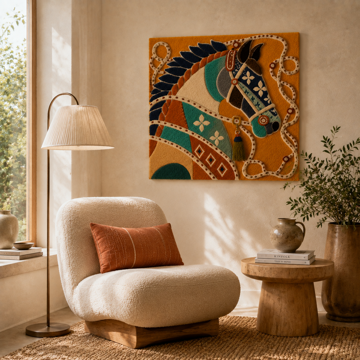 Hewn Earth jeweled horse profile wall art featuring a detailed horse head with decorative jewels and elegant design.